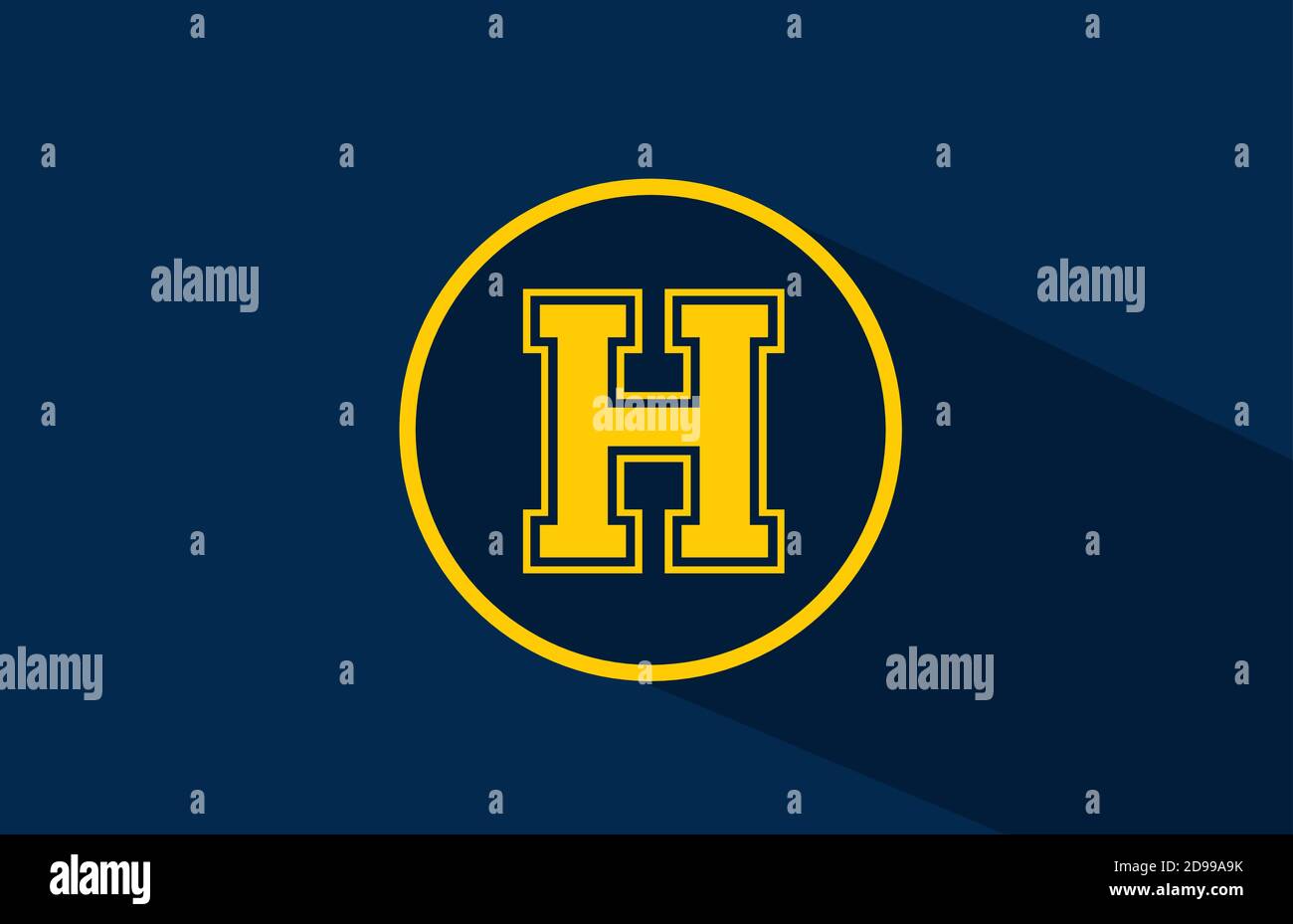 yellow blue H alphabet letter logo icon with circle. Simple and