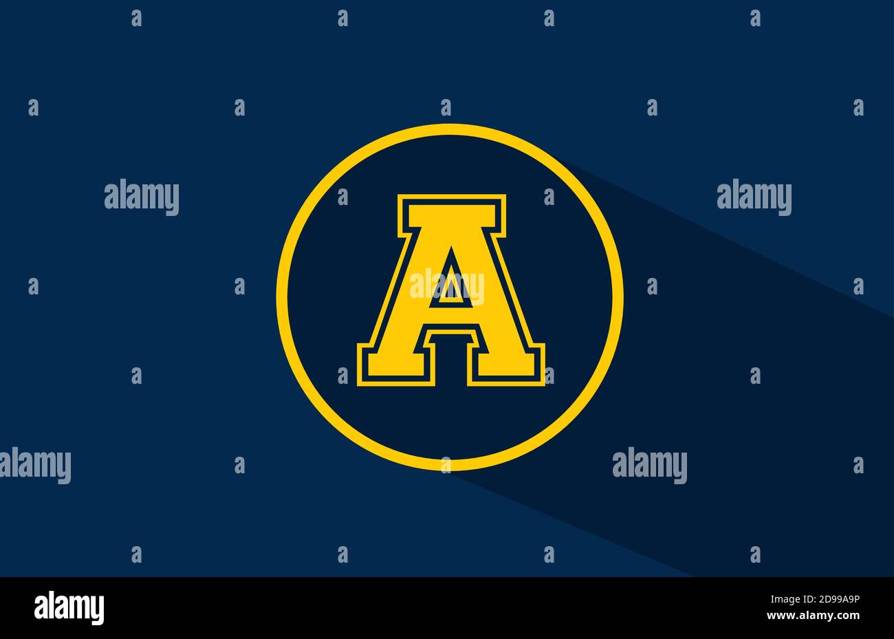 yellow blue A alphabet letter logo icon with circle. Simple and ...