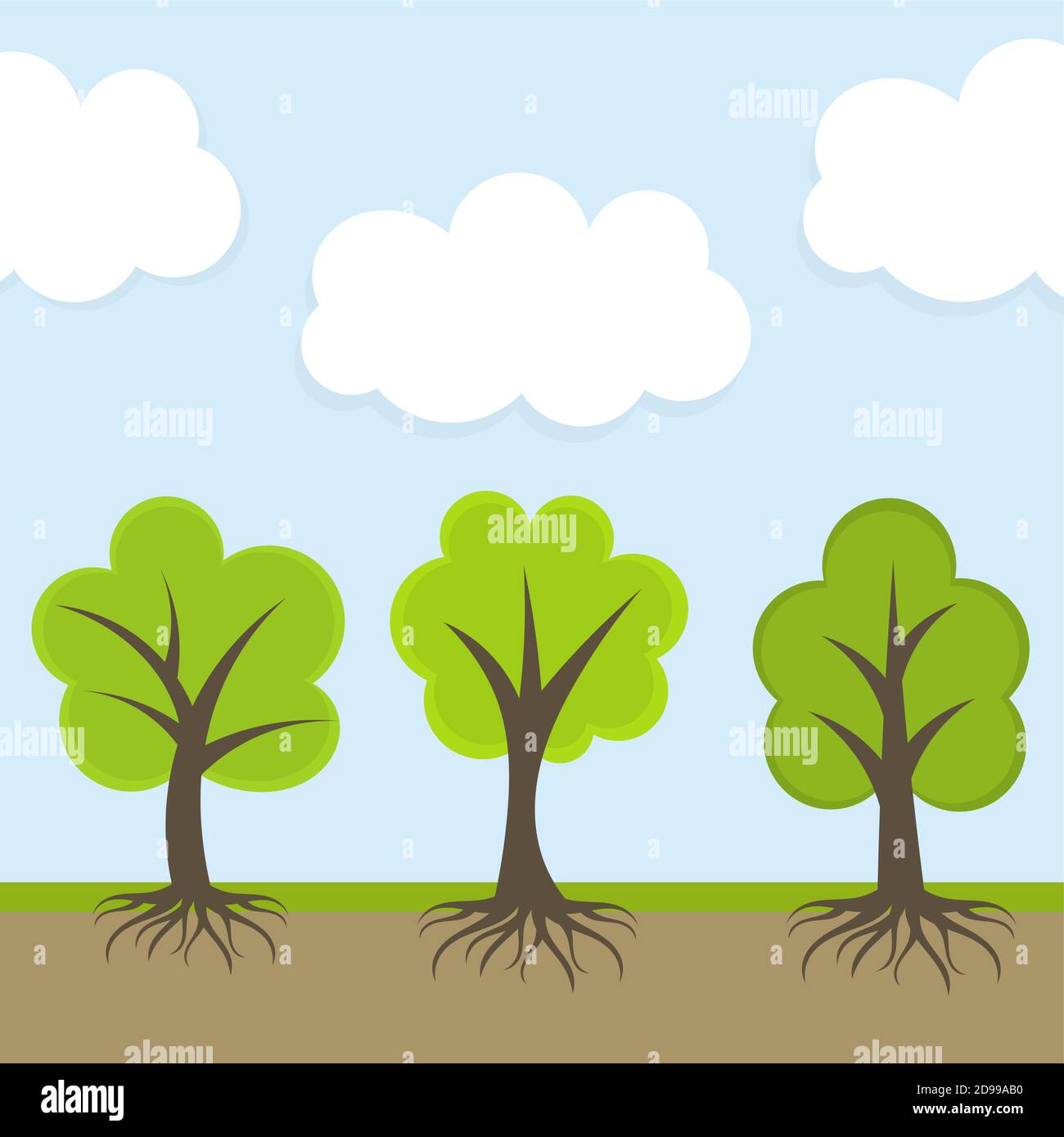 Spring trees in nature. Vector illustration Stock Vector Image & Art ...