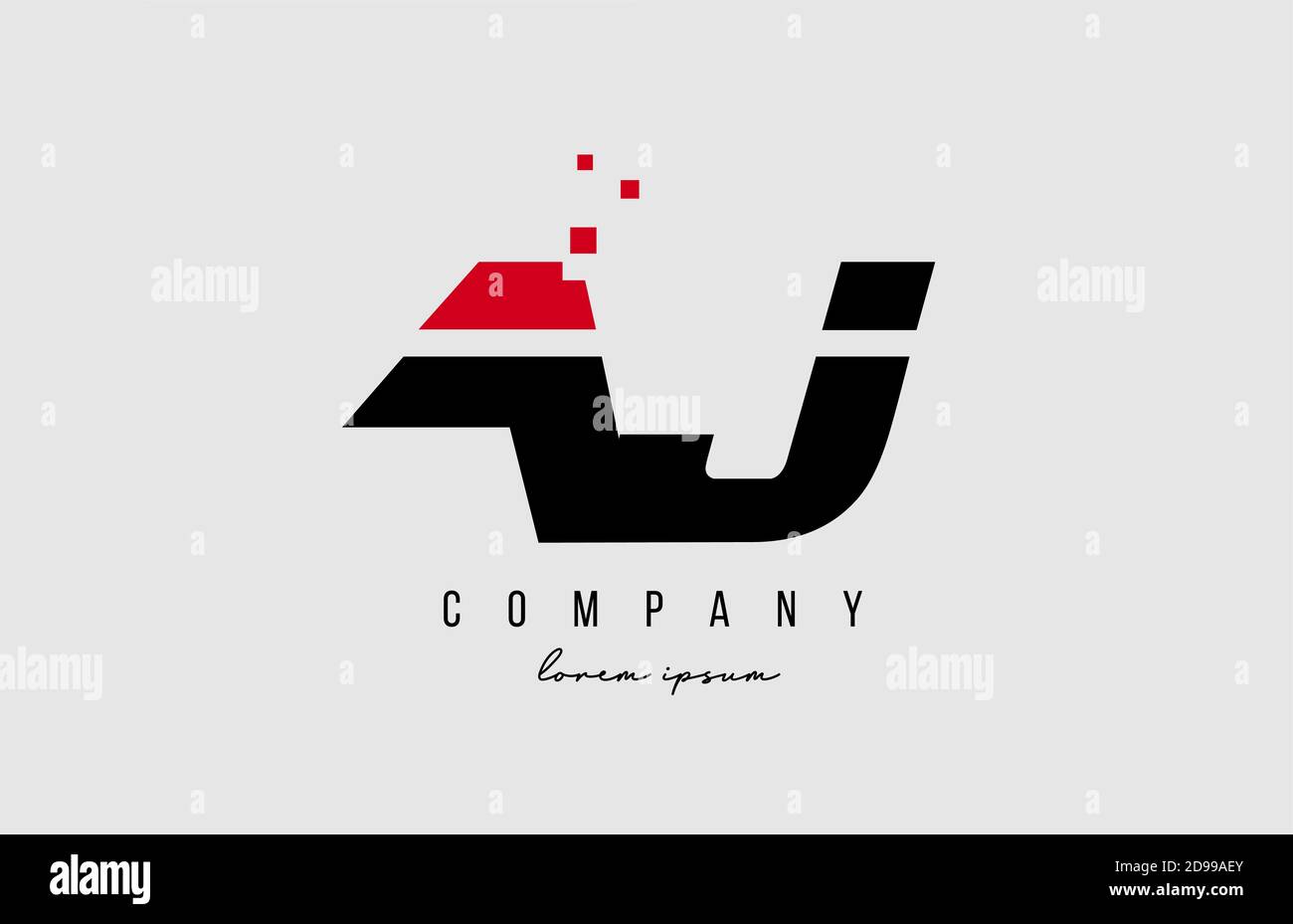 aj a j alphabet letter logo combination in red and black color. Creative icon design for business and company Stock Vector