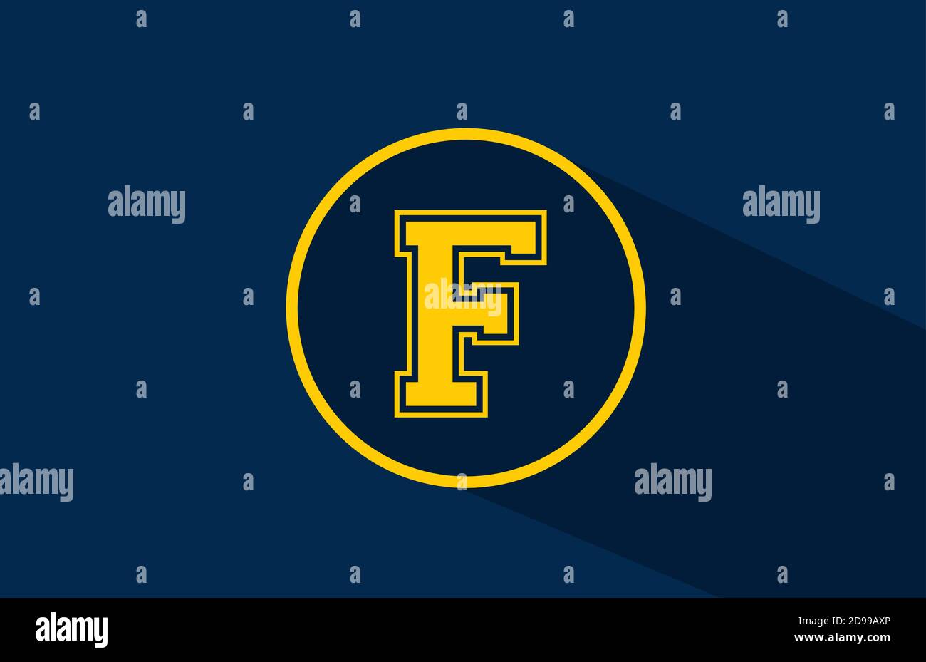 yellow blue F alphabet letter logo icon with circle. Simple and ...