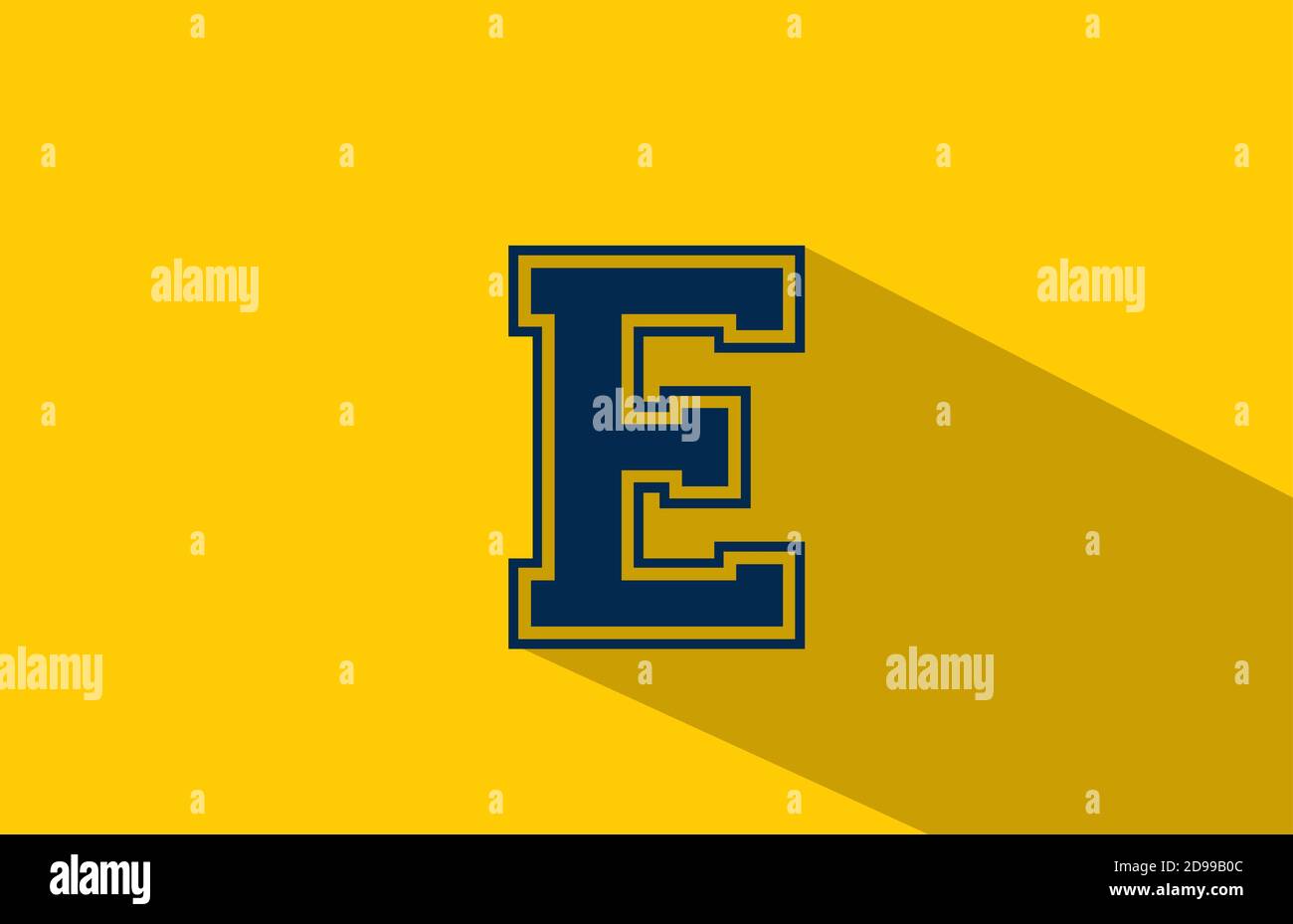 E alphabet letter logo icon in yellow blue. Simple and creative design ...