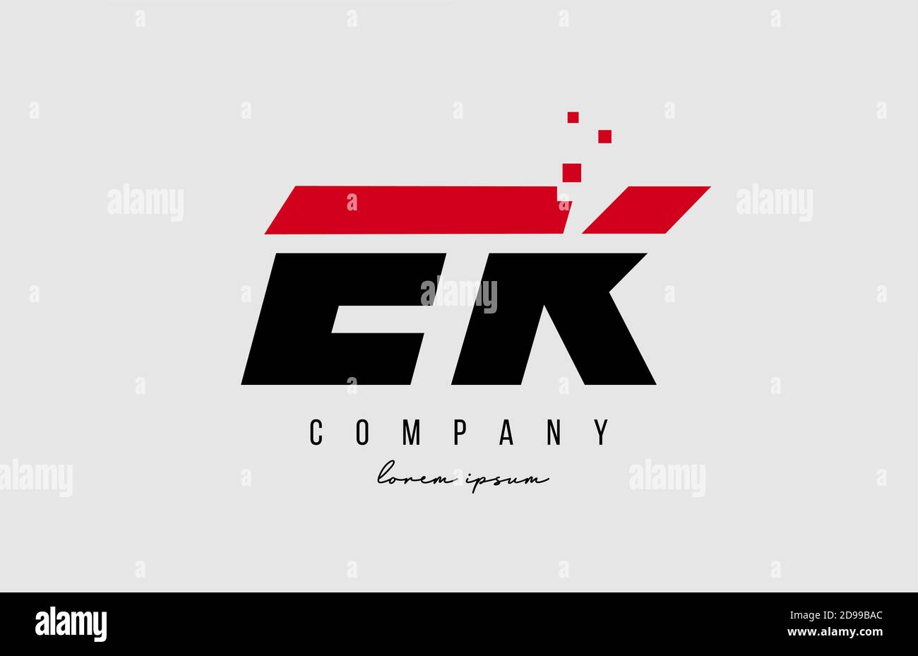 ek e k alphabet letter logo combination in red and black color ...
