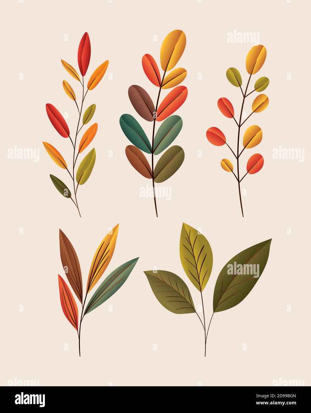 autumn leaves set of icons vector design Stock Vector Image & Art - Alamy