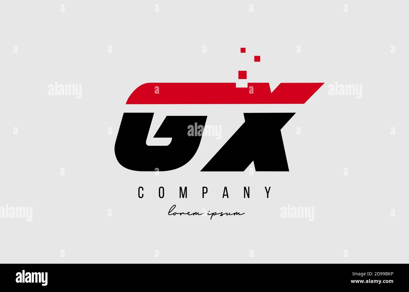 gx g x alphabet letter logo combination in red and black color ...