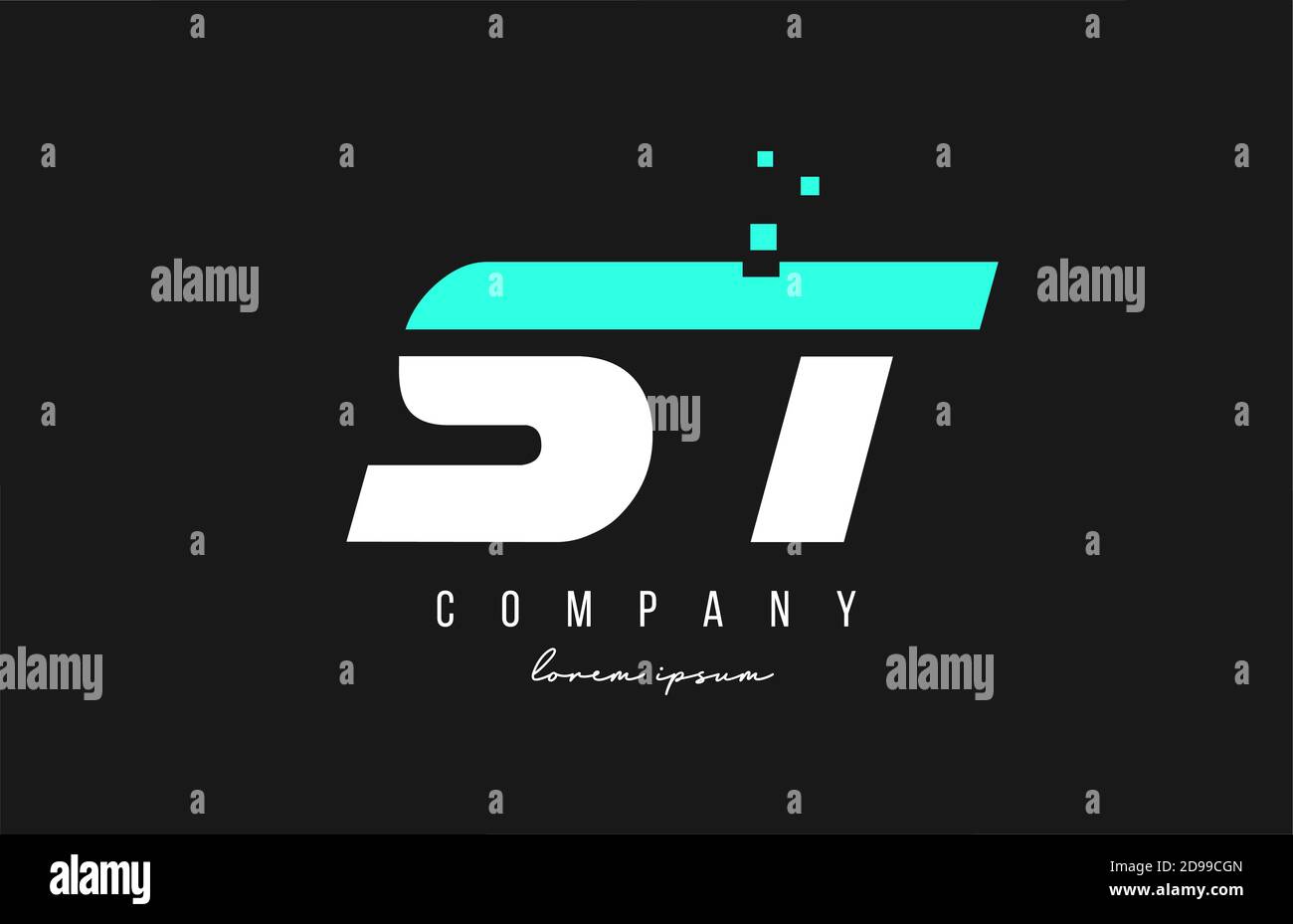 st s t alphabet letter logo combination in blue and white color ...