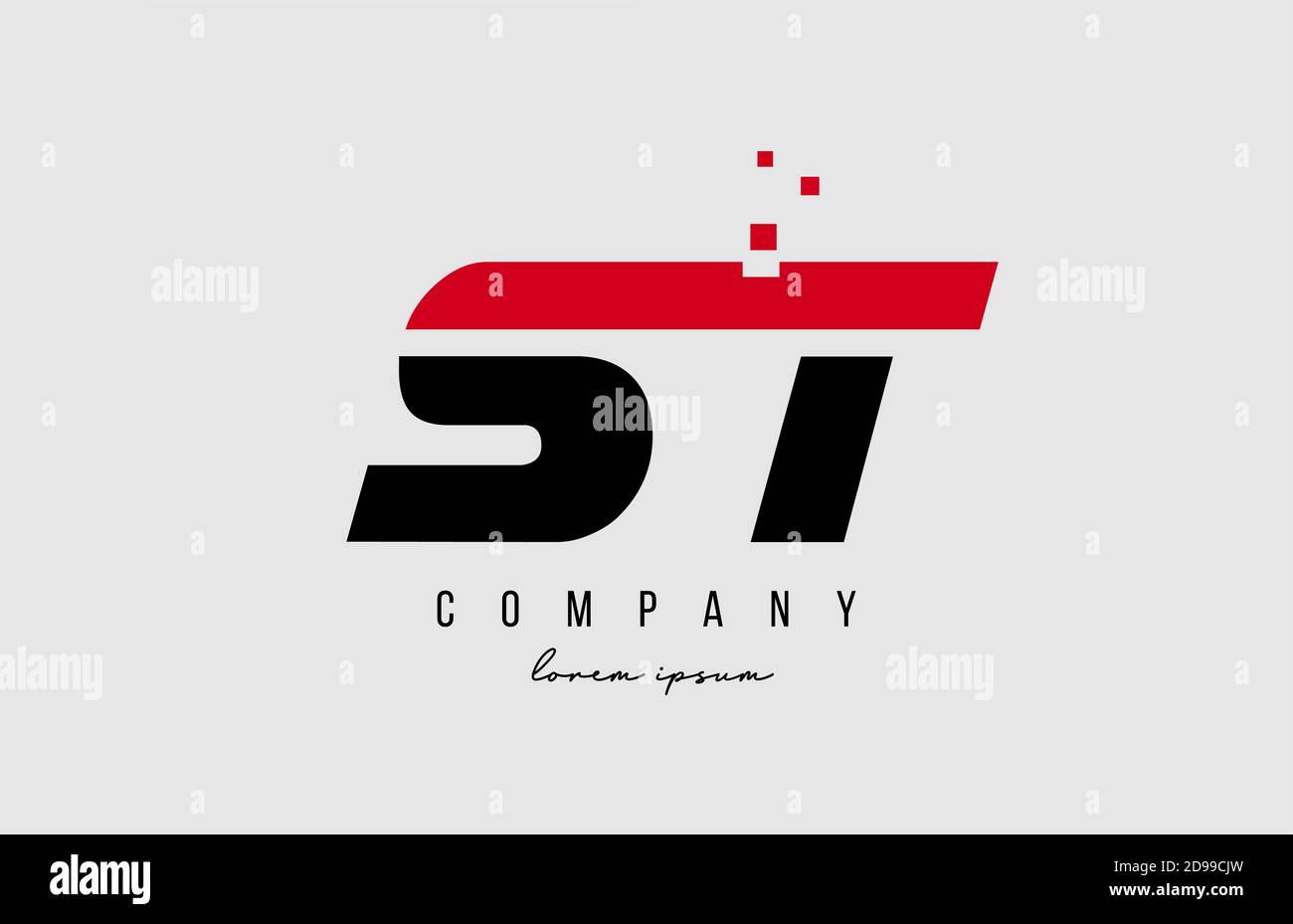 st s t alphabet letter logo combination in red and black color ...
