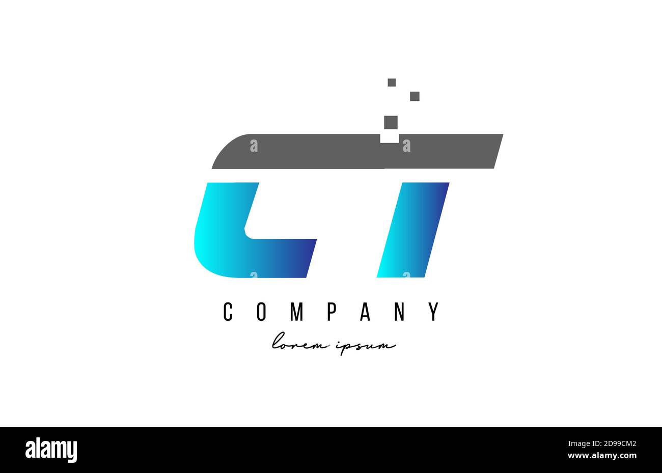 CT C T alphabet letter logo combination in blue and grey color ...