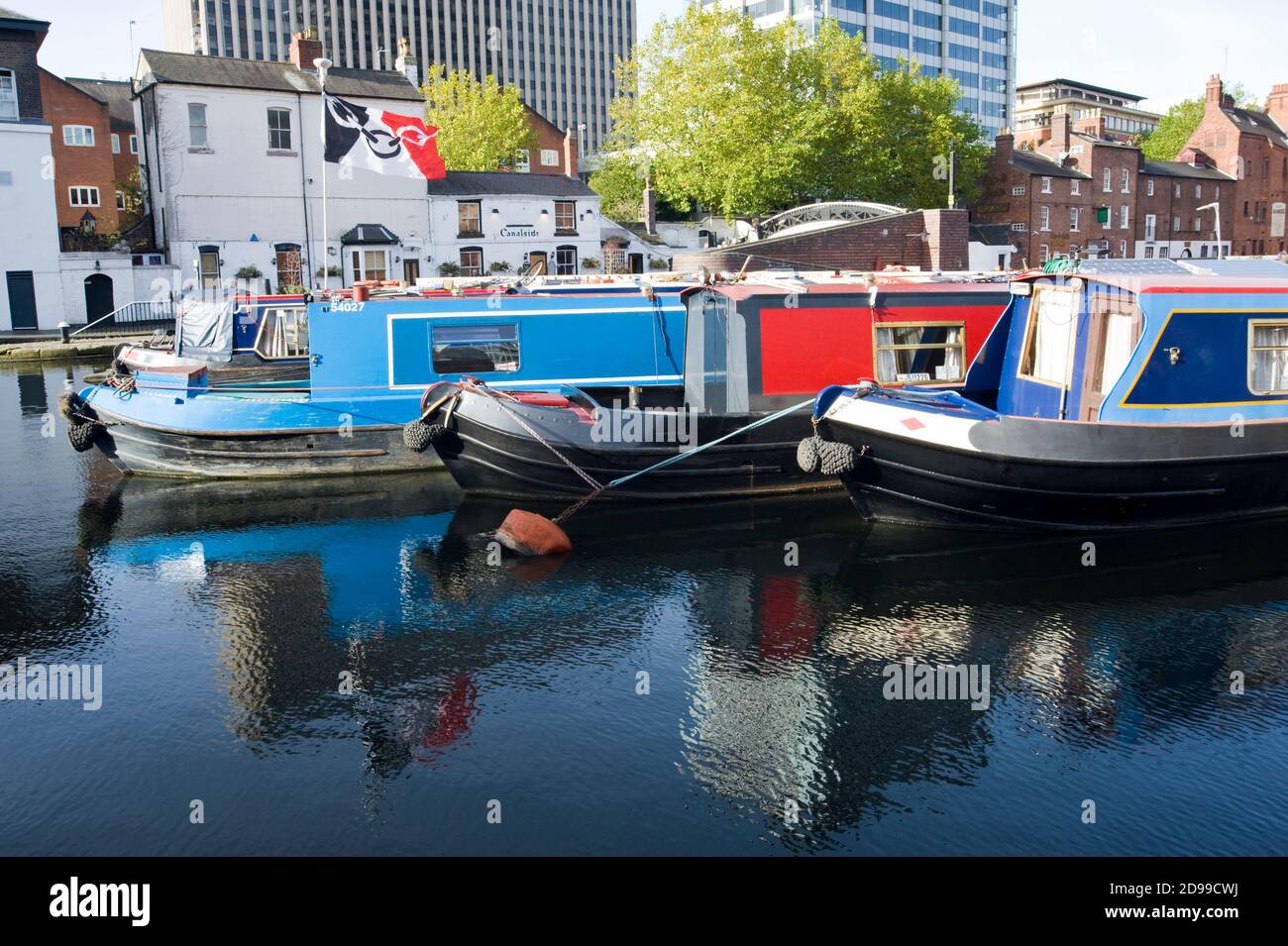 Narrowboats In Gas Street Basin Birmingham England UK Stock Photo