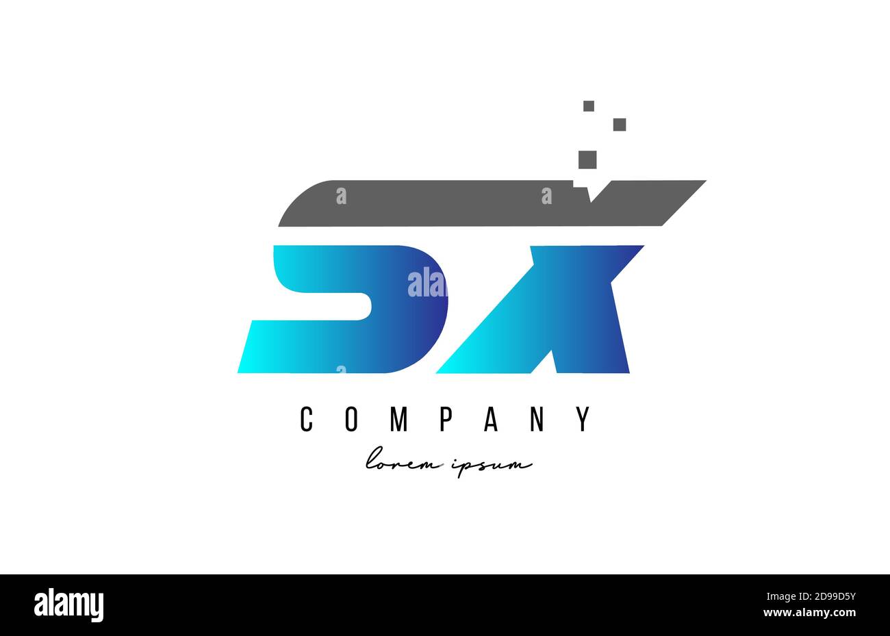 SX S X alphabet letter logo combination in blue and grey color ...
