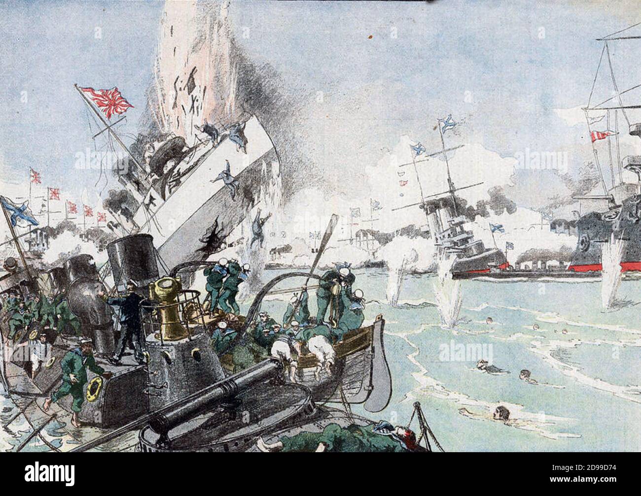 BATTLE OF TSUSHIMA 27-28 May 1905. Admiral Tögö destroys the Russian fleet Stock Photo
