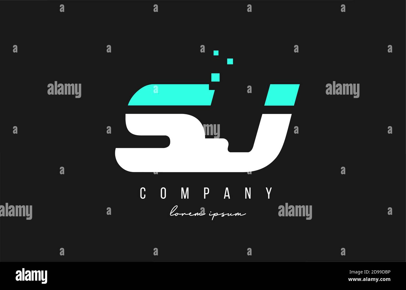sj s j alphabet letter logo combination in blue and white color ...