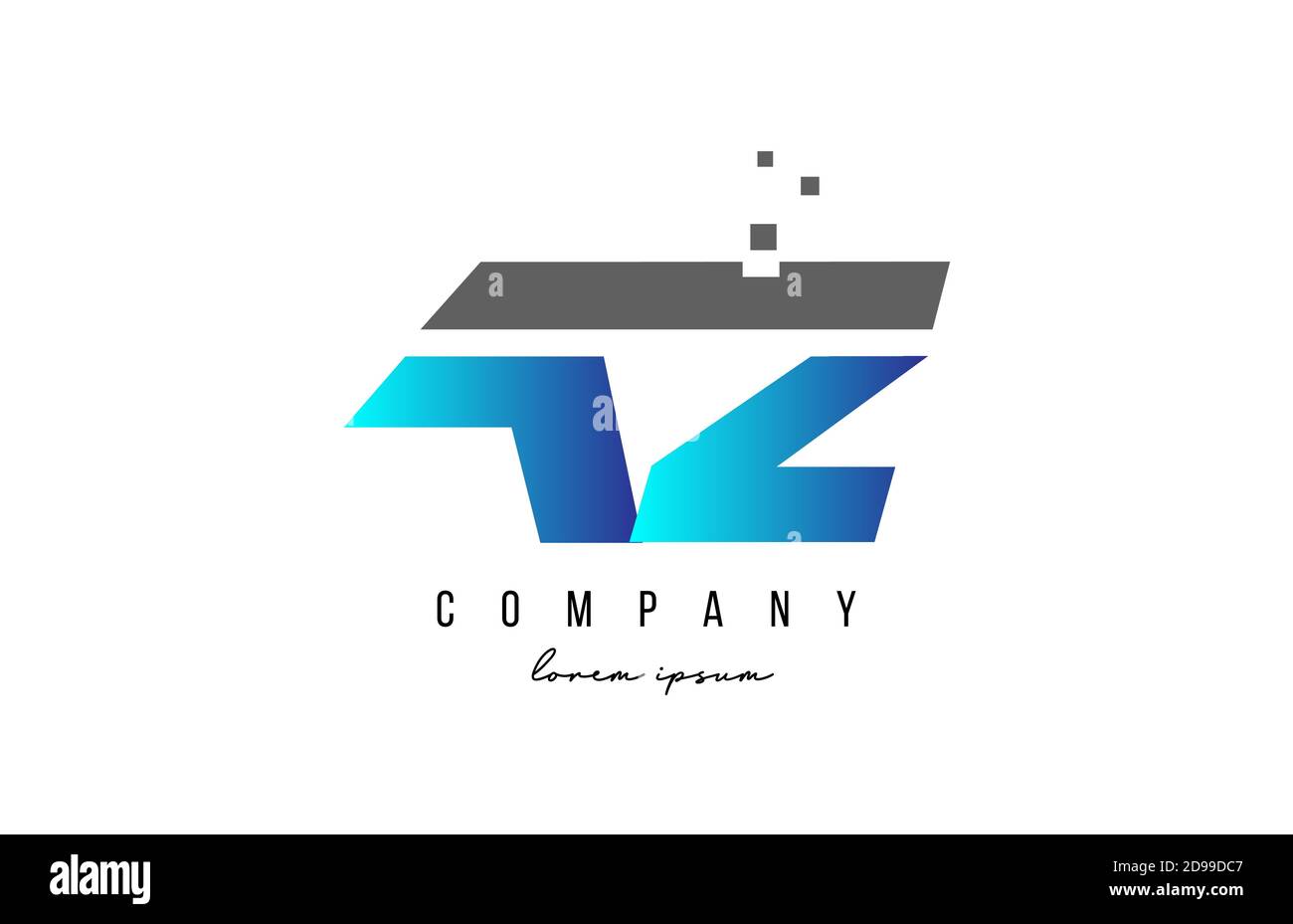 AZ A Z alphabet letter logo combination in blue and grey color ...