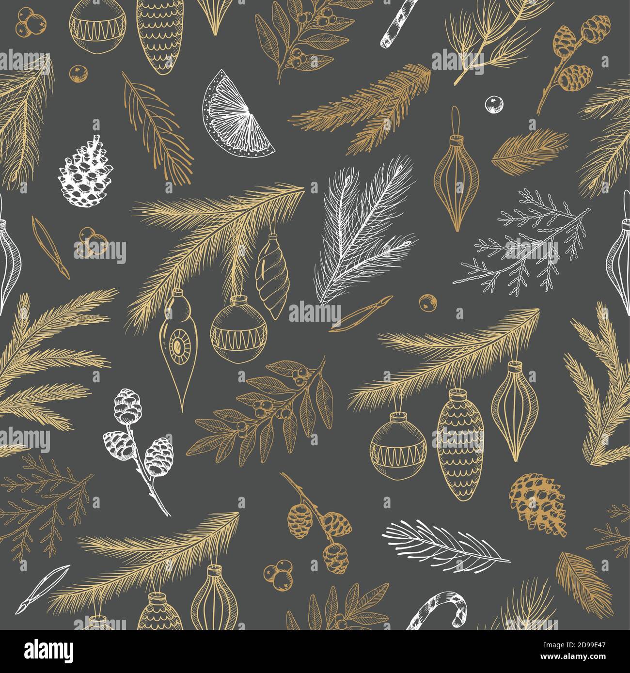 Seamless pattern with Christmas elements. Vector illustration Stock ...