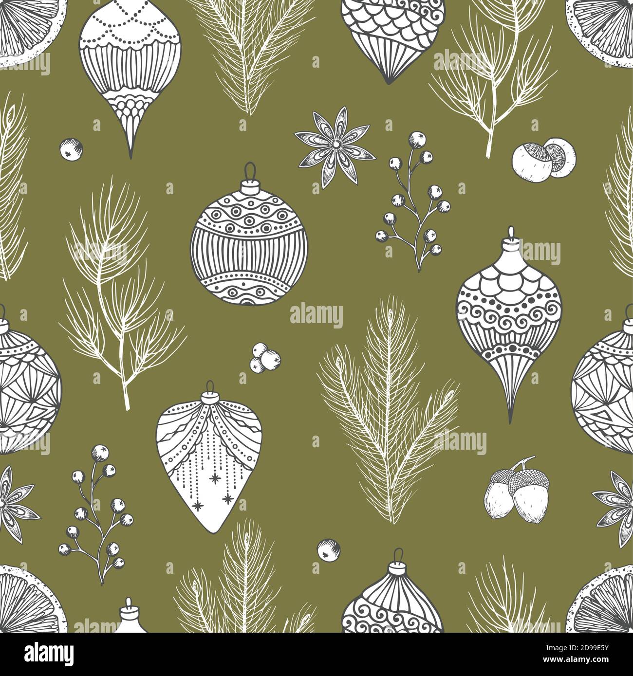 Seamless pattern with Christmas elements. Vector illustration Stock ...