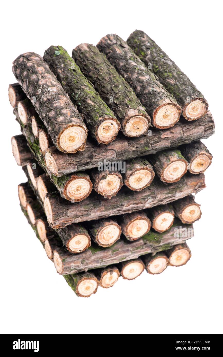 Stack firewood isolated on white background Stock Photo