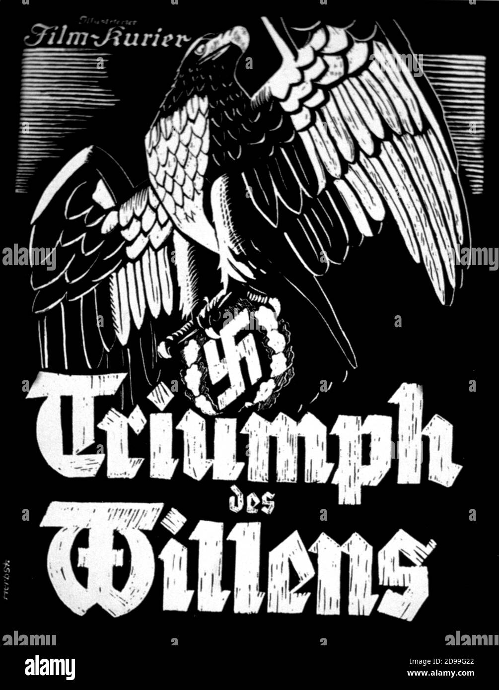 1935 , GERMANY  : pubblicity press-book cover for the realise of movie TRIUMPH DES WILLENS  ( Triumph of The Will - Trionfo della volontà ) by movie director  LENI RIEFENSTAHL ( born in Berlin , 22 august 1902 ) - NAZI - NAZIST - NAZISTA - NAZISMO - ADOLF HITLER - WWII - SECONDA GUERRA MONDIALE  - MOVIE - CINEMA - FILM - swastika - svastica ----  Archivio GBB Stock Photo