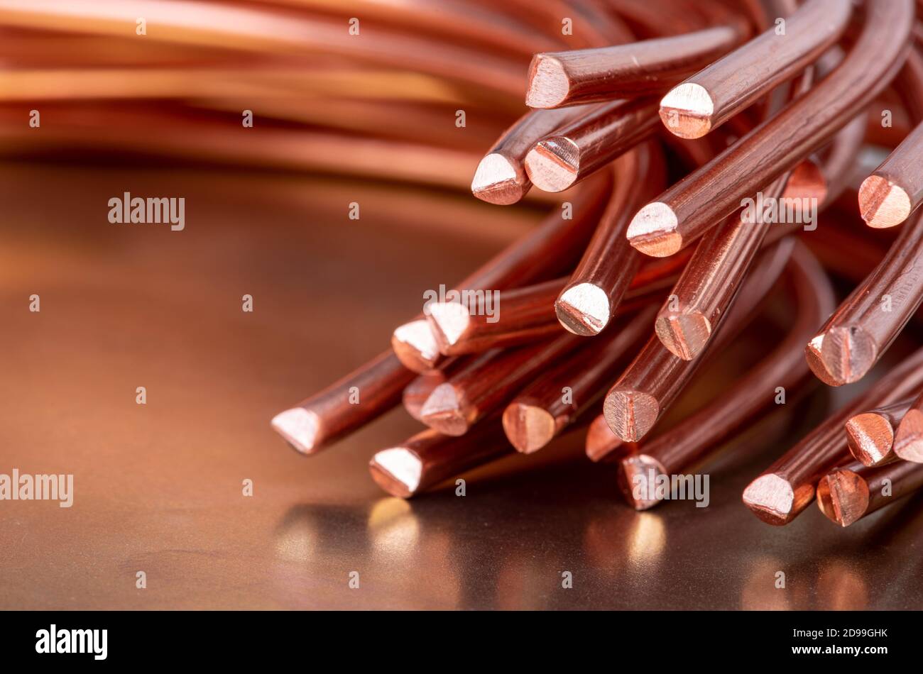 Copper industry, detail of shiny cu wire Stock Photo Alamy