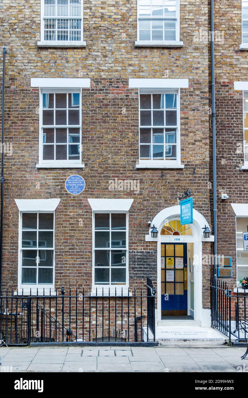 The Marie Stopes House in Whitfield Street in Fitzrovia, London, UK, the first birth control clinic to be set up in Britain Stock Photo
