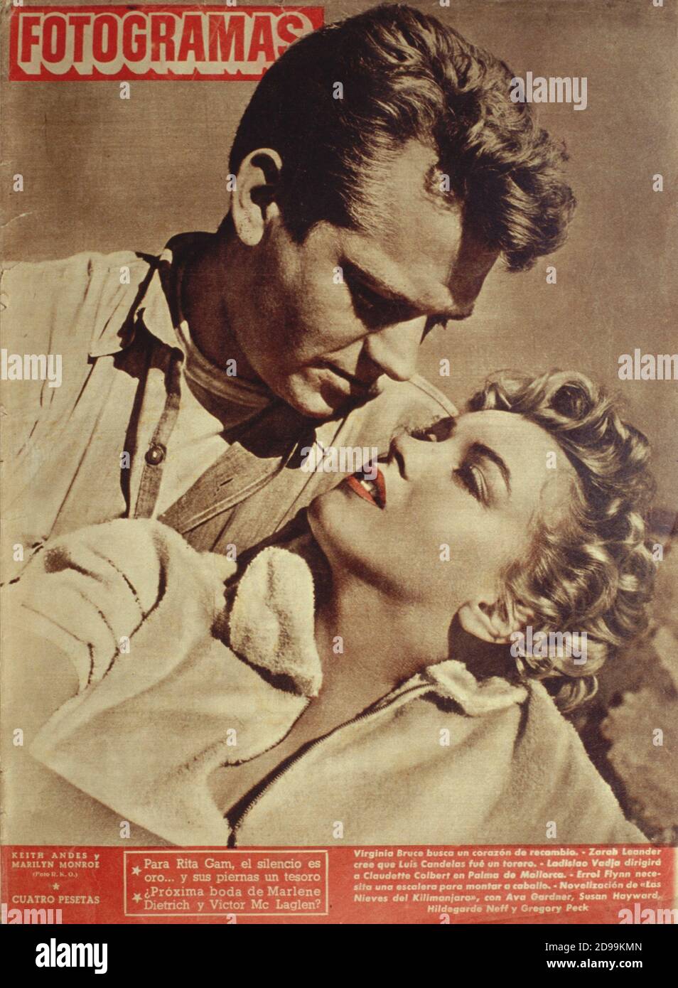 MARILYN MONROE and KEITH ANDES in CLASH BY NIGHT ( 1952 La confessione  della signora Doyle ) by Fritz Lang , magazine cover ( FOTOGRAMAS 12 decemb  Stock Photo - Alamy