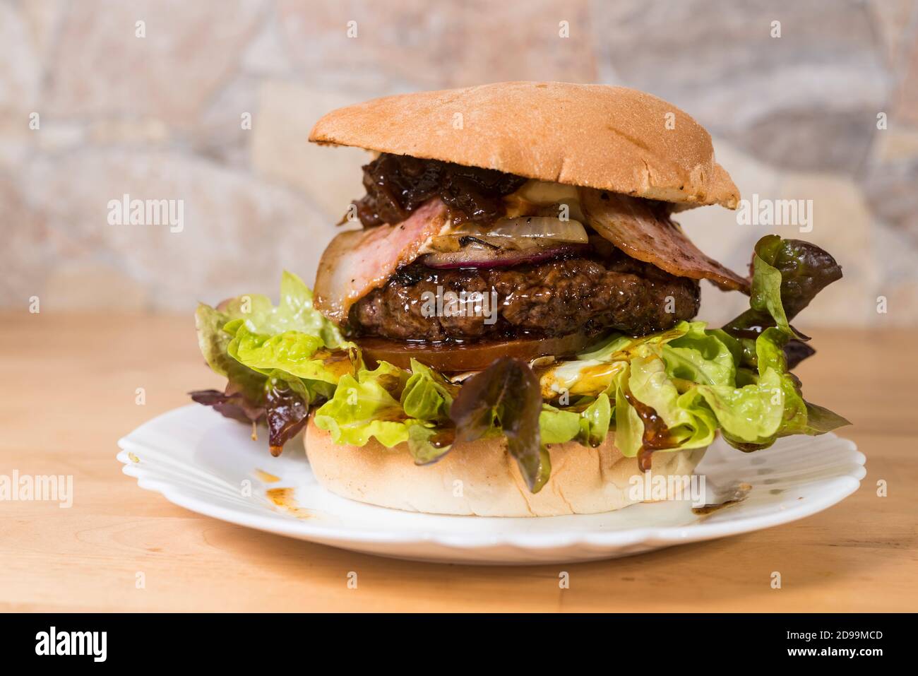 cheeseburger and lettuce Stock Photo