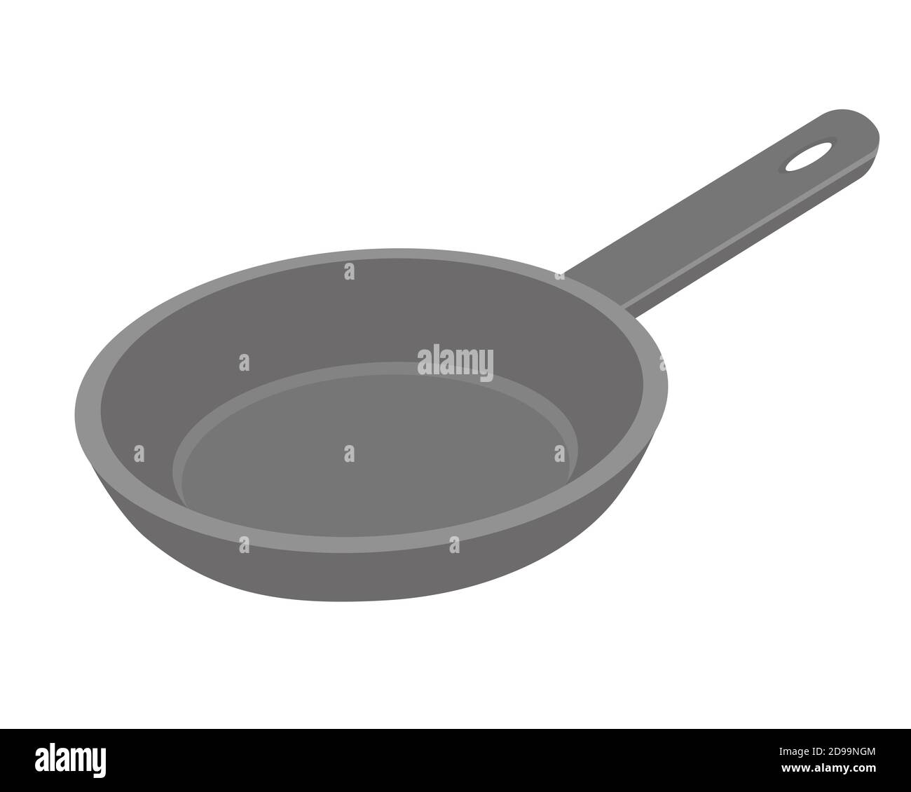 Empty frying pan isolated on white background. Vector illustration in flat style. Stock Vector