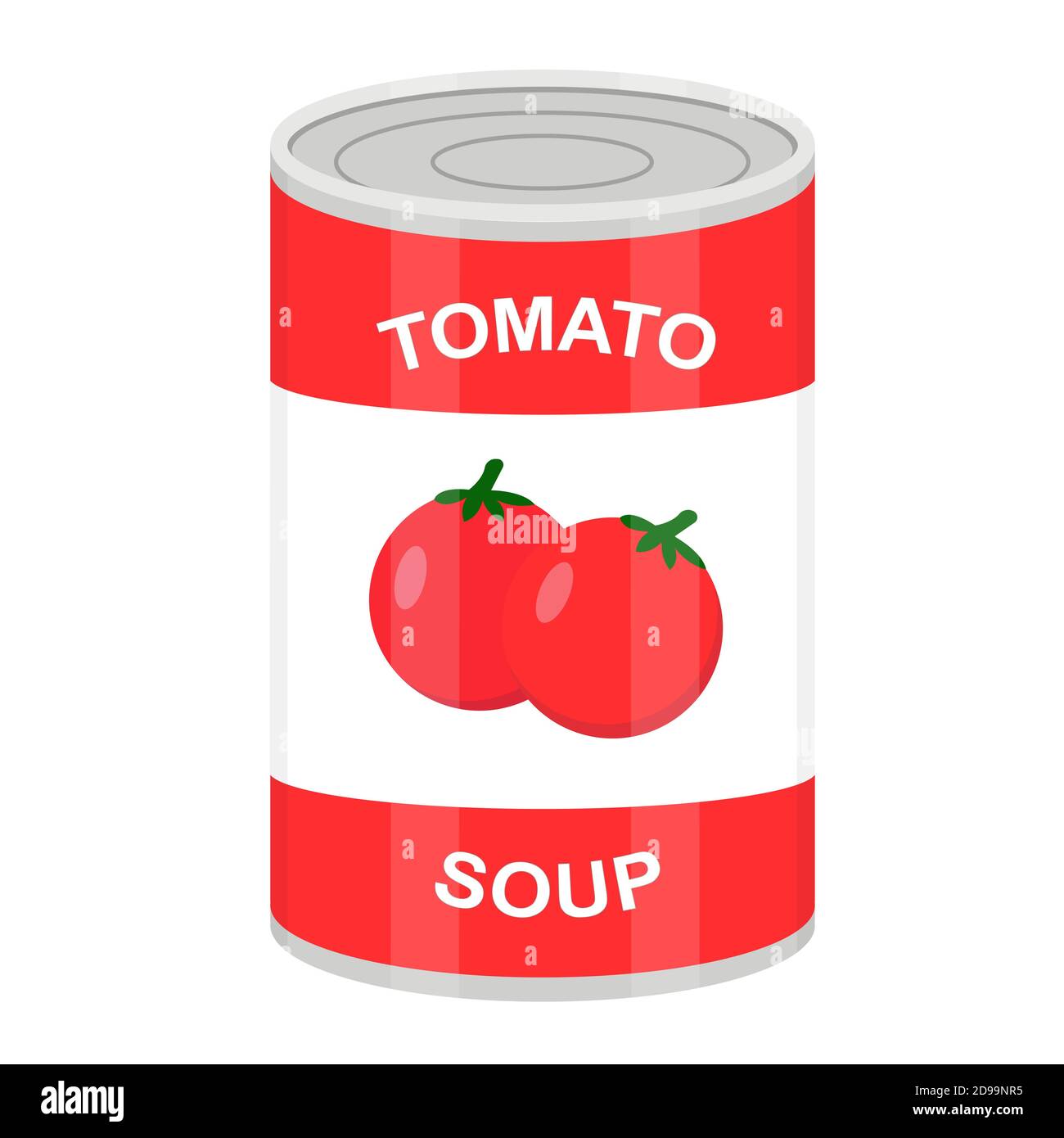 Tin can with canned tomato soup. Vector flat illustration Stock Vector