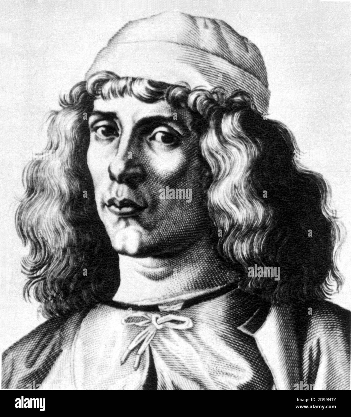 GIOVANNI  PICO  DELLA  MIRANDOLA  ( Mirandola 1463 - Firenze 1494 ) italian philosopher , celebrated for his prodigious memory - RENAISSANCE - RINASCIMENTO - scrittore - writer - FILOSOFO - UMANESIMO - UMANISTA - HUMANISM - HUMANIST - MEMORIA -  portrait - ritratto - long hair man - cappello - hat - GAY  ---- Archivio GBB Stock Photo