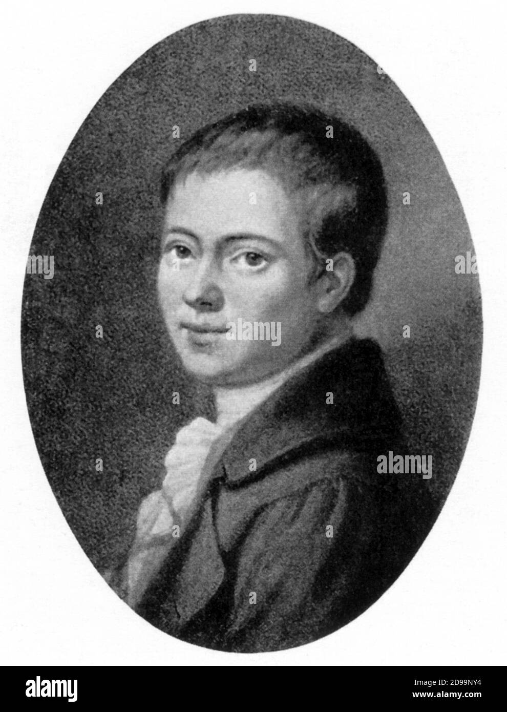 The  german playwright dramatist and  writer Heinrich von KLEIST ( Frankfurt Oder 1777 - Wannsee , Potsdam 1811 ) , author of ' The Prince of Homburg ' ( 1810 ) , ' The Marquise Von O. ' ( 1805 c )  - DRAMMATURGO - THEATER - TEATRO - letteratura - literature - scrittore - ritratto - portrait - colletto - collar - jabot ---- Archivio GBB Stock Photo