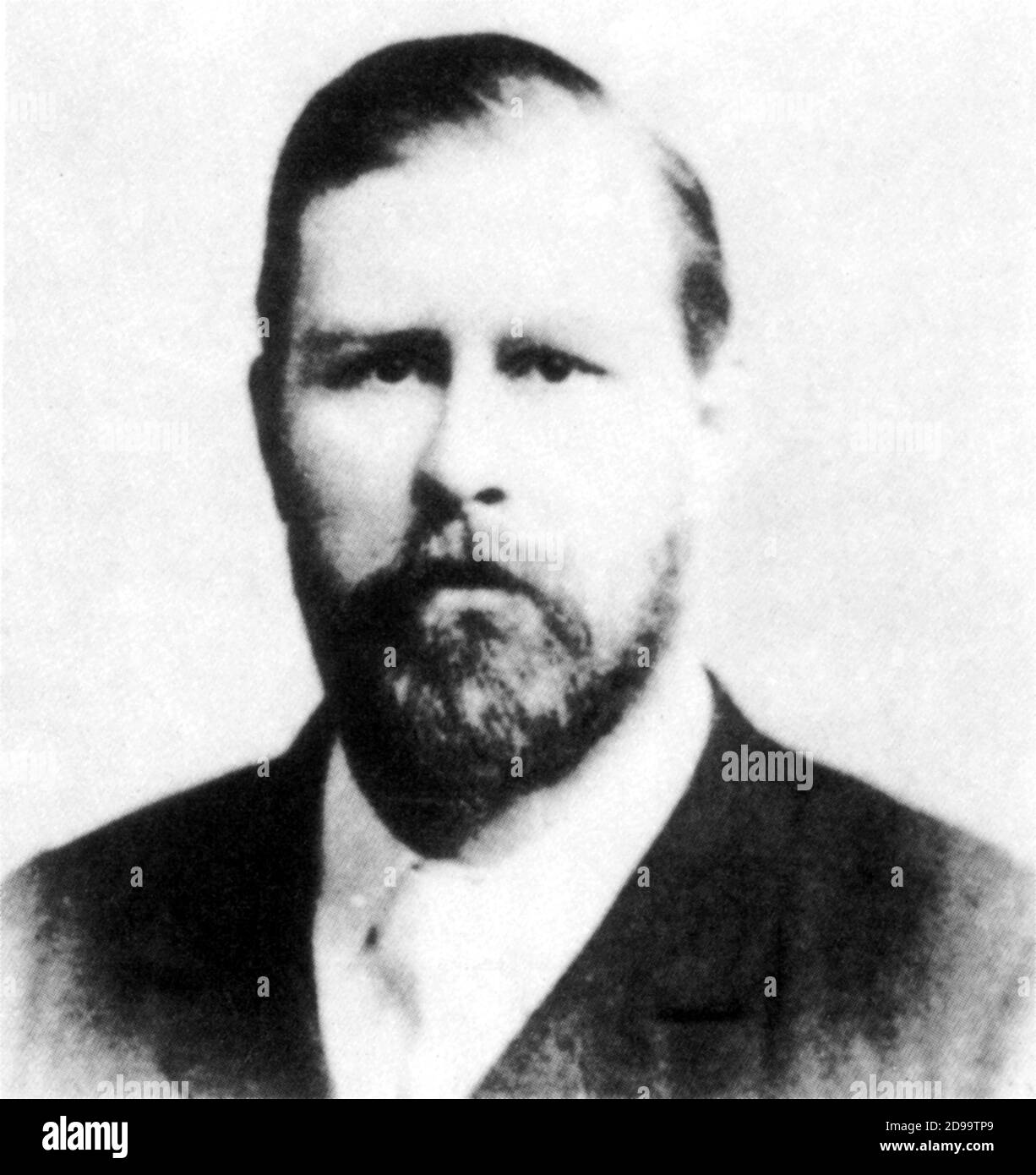 The most celebrated irish writer BRAM  STOKER (  1847 -  1912 ) , author of horror book ' DRACULA ' - SCRITTORE - LETTERATURA - LETTERATO - LITERATURE - VAMPIRO - vampiri - triller - vampir - vampirs - portrait - ritratto - barba - beard - cravatta - tie  ----  Archivio GBB Stock Photo