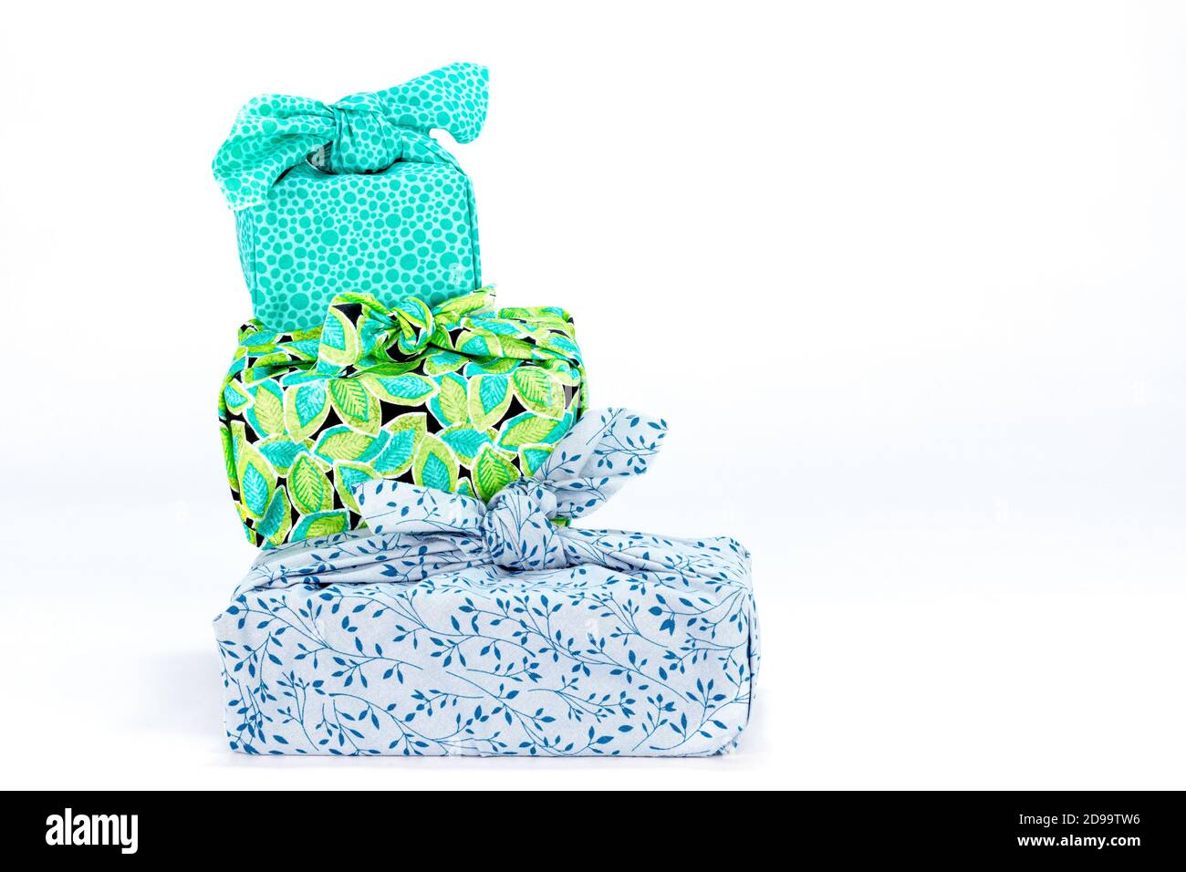 Fabric wrapped gifts banner, reusable sustainable recycled textile gift