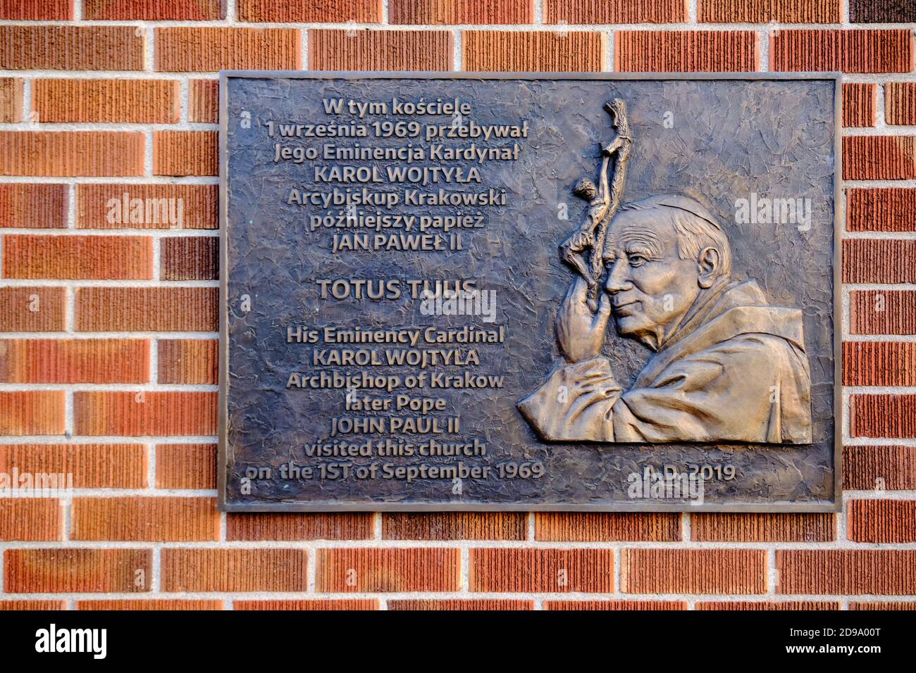 Plaque on Church commemorating the Visit of Cardinal Karol Wojtyla in