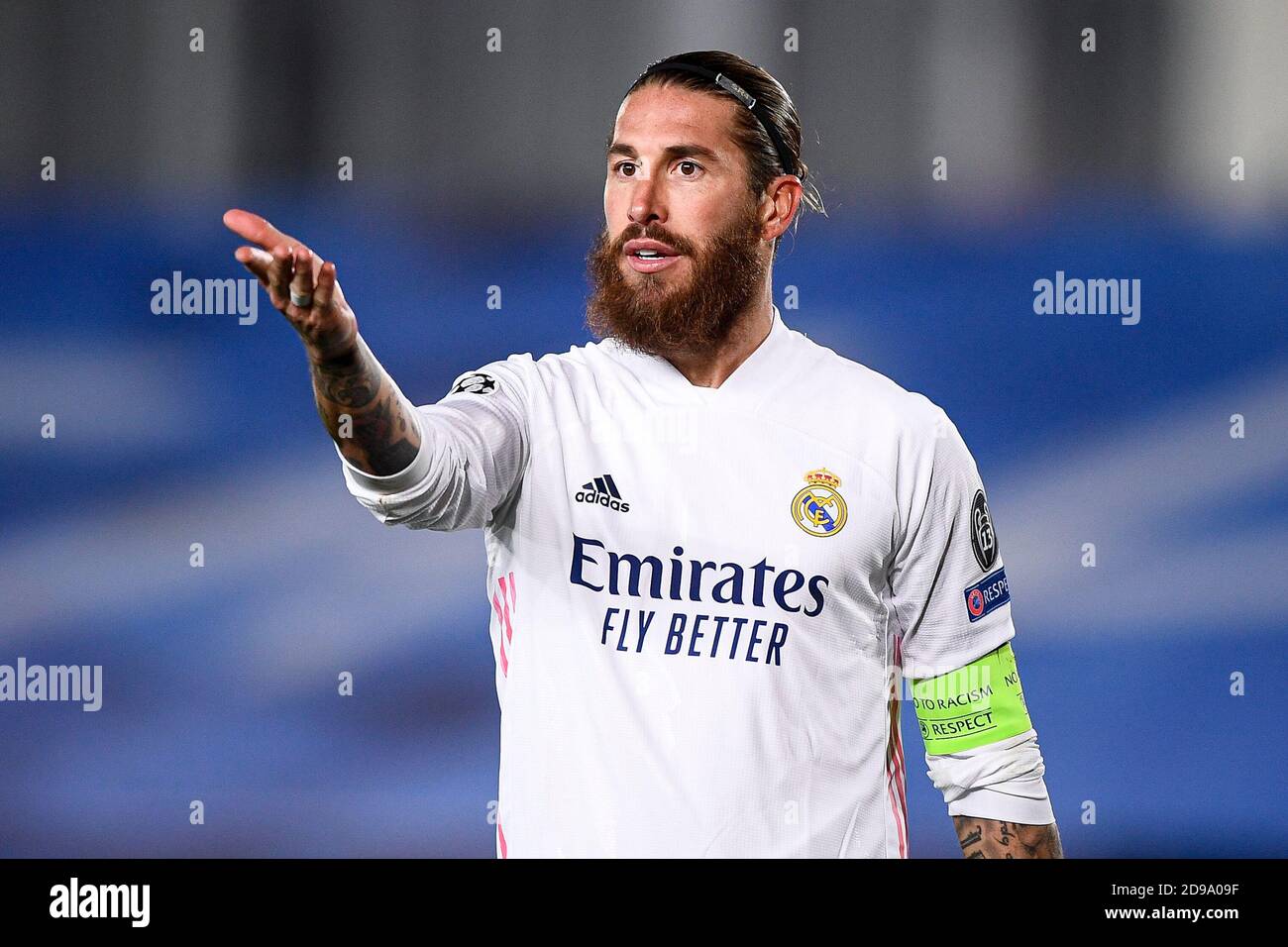 Madrid, Spain. 03rd Nov, 2020. MADRID, SPAIN - November 03, 2020: Sergio Ramos of Real Madrid CF gestures during the Champions League Group B football match between Real Madrid CF and FC Internazionale. Real Madrid CF won 3-2 over FC Internazionale. (Photo by Nicolò Campo/Sipa USA) Credit: Sipa USA/Alamy Live News Stock Photo