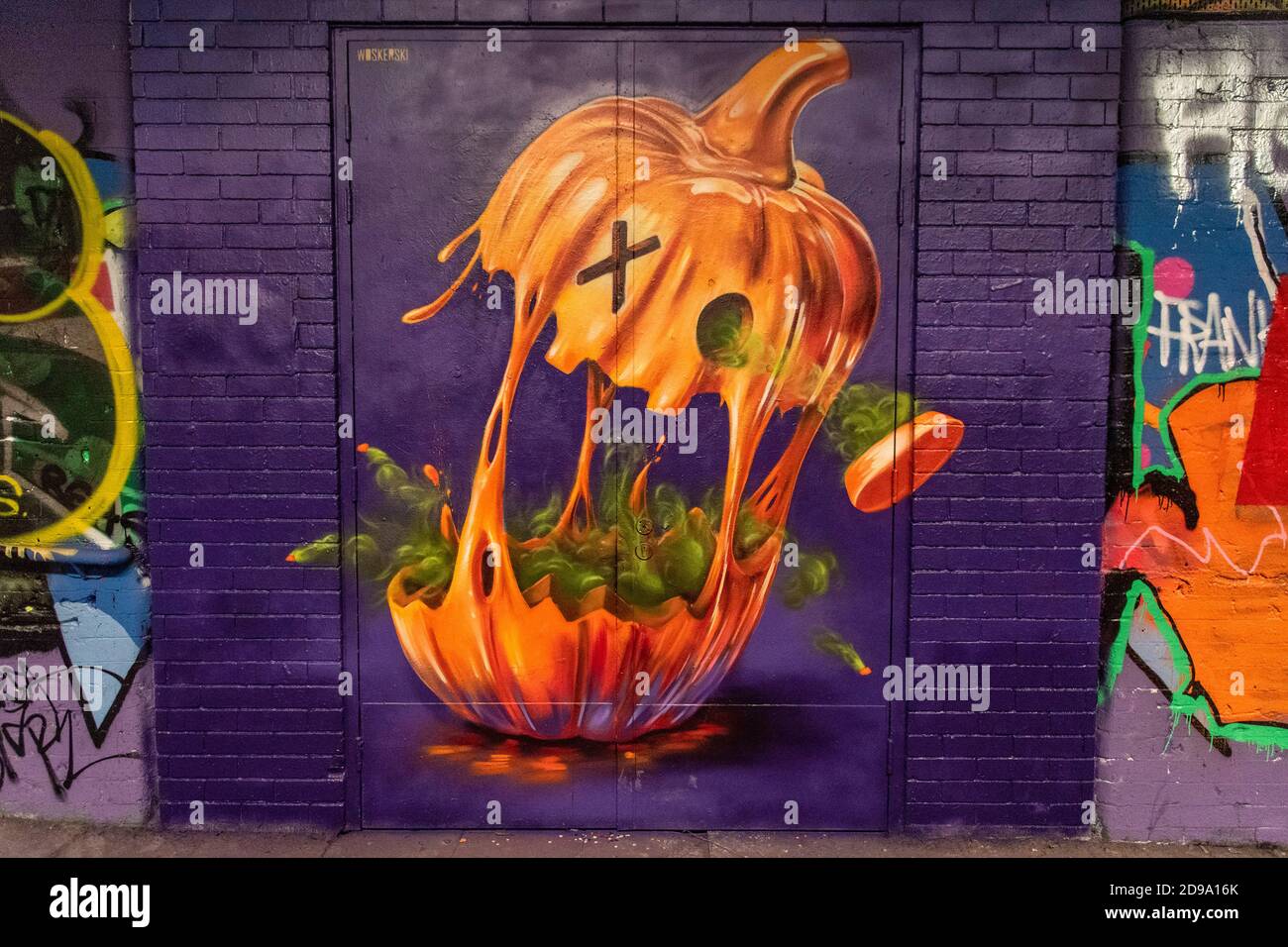 Graffiti of a Pumpkin seen at the Halloween Paint Jam at the famous ...