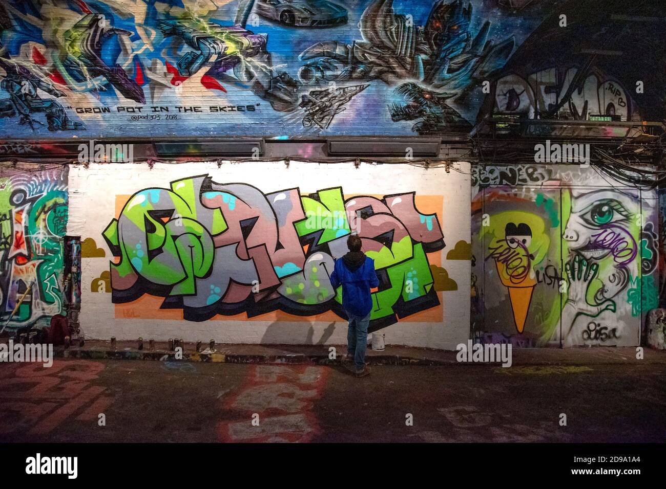 London Uk 3rd Nov A Graffiti Artist Seen Painting At The Famous Leake Street Tunnel Under Waterloo Station Credit Dave Rushen Sopa Images Zuma Wire Alamy Live News Stock Photo Alamy