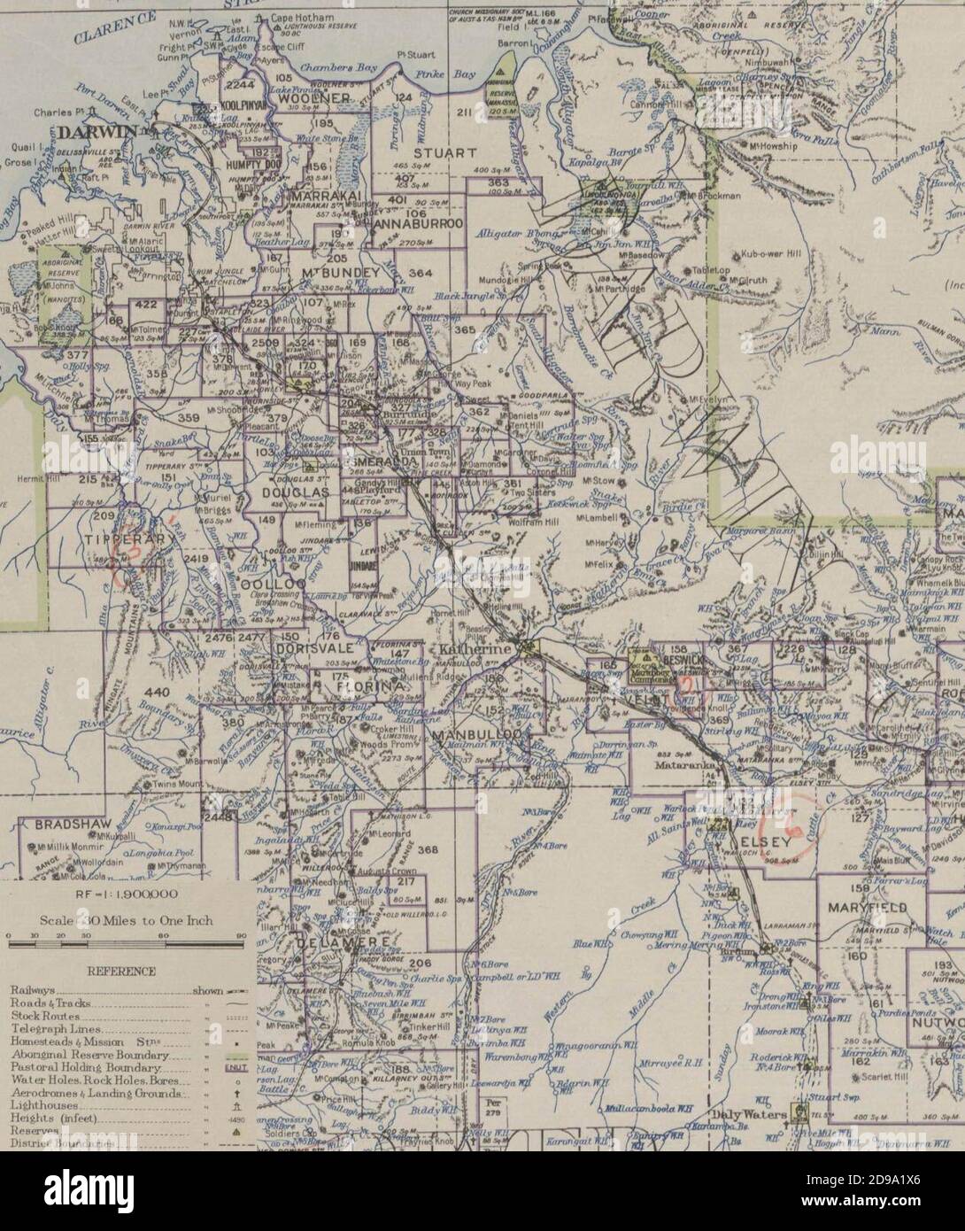 Northern Territory Pastoral Map Map Showing North Australia Railway From Darwin To Birdum 1936, Published  In 1945. Excerpt Of Northern Territory Of Australia Pastoral Map Stock  Photo - Alamy