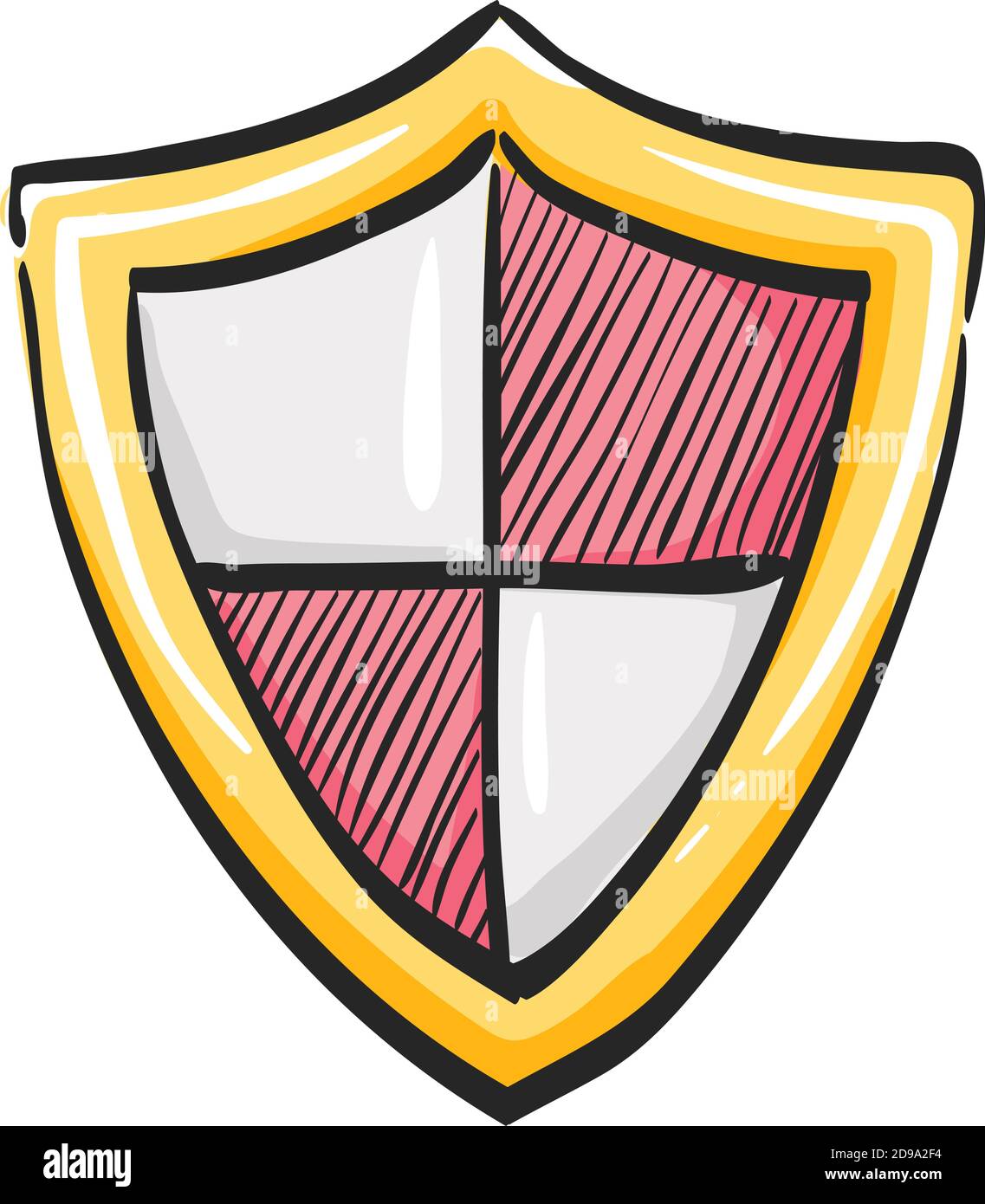 Shield icon in color drawing. Protection, computer virus, antivirus