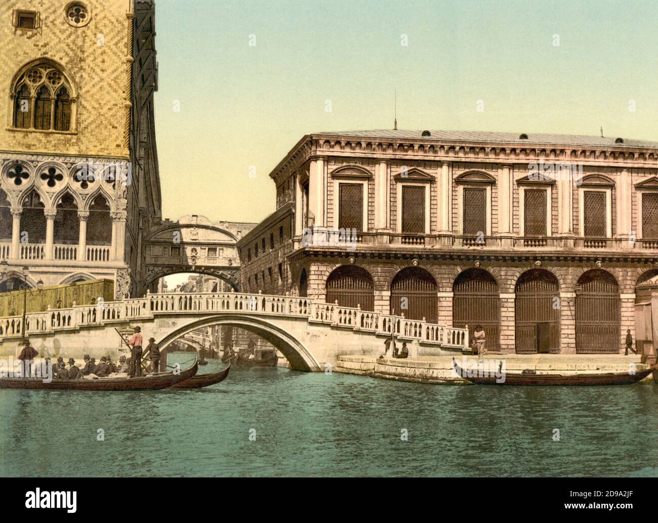 1895 ca. , VENEZIA ,  ITALY : The  PONTE DEI SOSPIRI  ( The Bridge of Sighs ) . Photochrom print colors edited by Detroit Publishing Co.  -  VENICE - VENETO -  ITALIA - FOTO STORICHE - HISTORY - GEOGRAFIA - GEOGRAPHY  - ARCHITETTURA - ARCHITECTURE  -     - ARTS - ARTE - OTTOCENTO - 800's - '800 - VENETO   ----  Archivio GBB Stock Photo