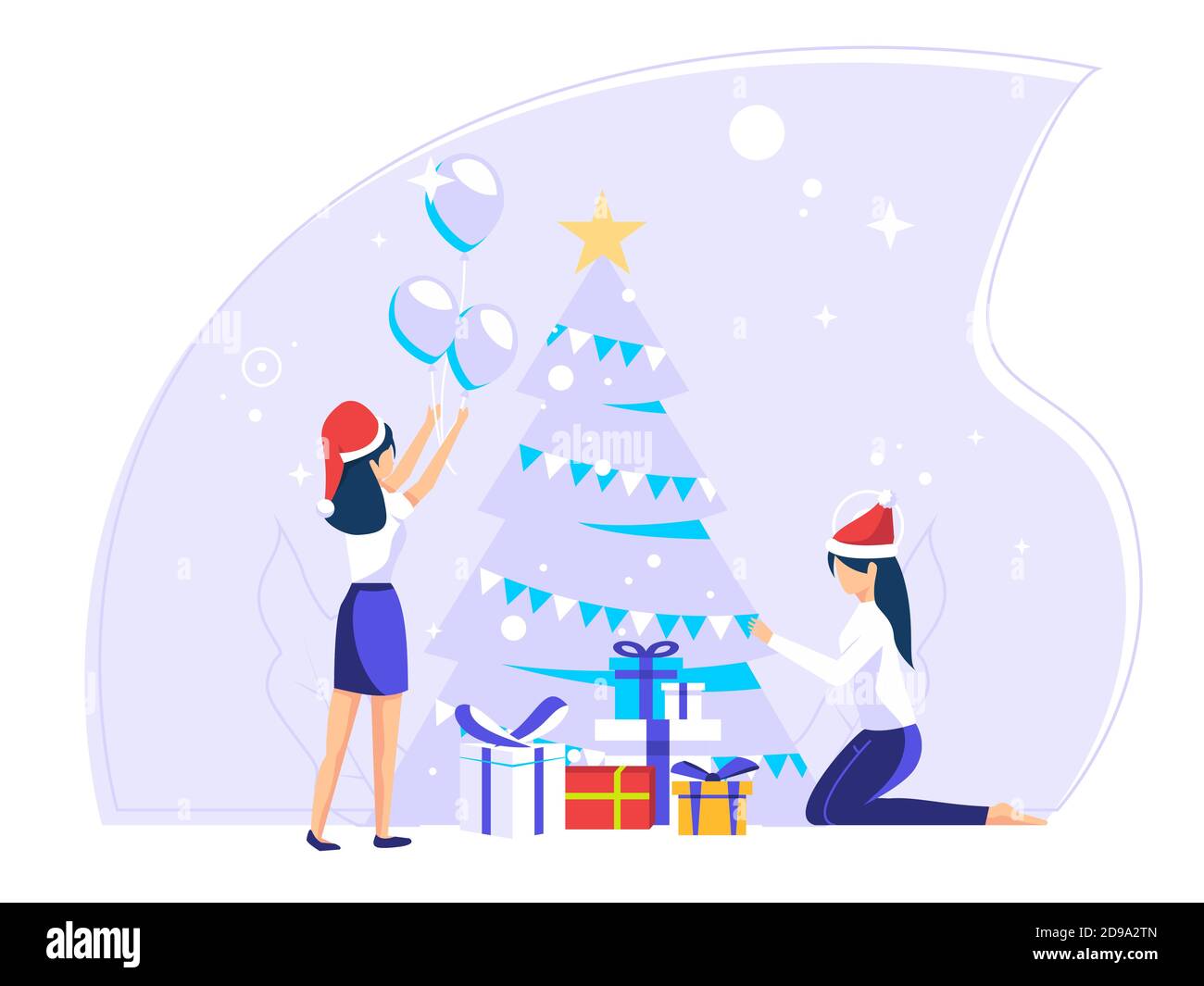 Working Holiday Vector Concept of celebrating Christmas day during work holidays. people ...