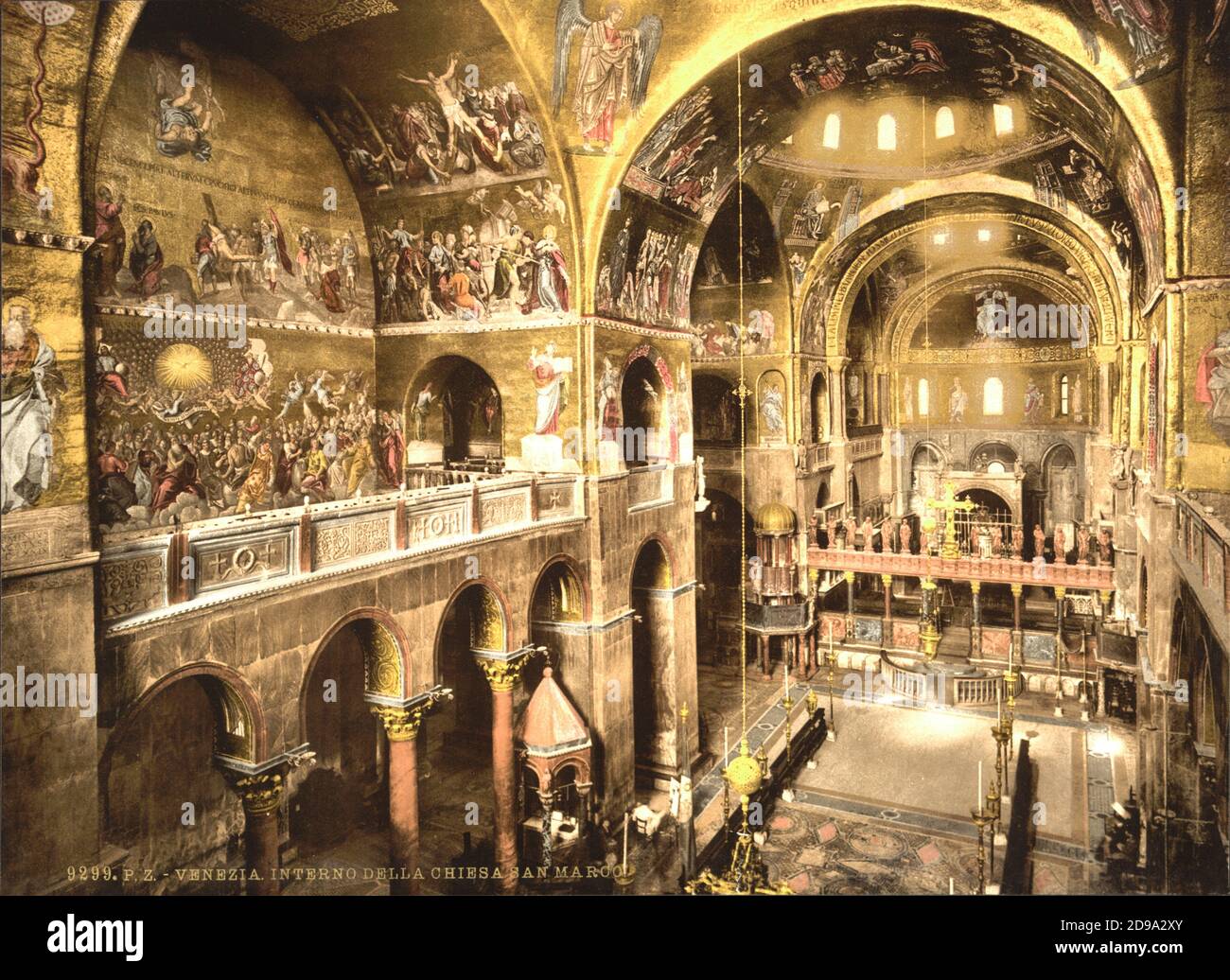 1895 ca. , VENEZIA ,  ITALY :  Enterior of Basilica San Marco  . Photochrom print colors edited by Detroit Publishing Co.  -  CHIESA CATTOLICA - CHURCH - VENICE - VENETO -  ITALIA - FOTO STORICHE - HISTORY - GEOGRAFIA - GEOGRAPHY  - ARCHITETTURA - ARCHITECTURE  -     - ARTS - ARTE - OTTOCENTO - 800's - '800 - VENETO - Basilica di San Marco   ----  Archivio GBB Stock Photo