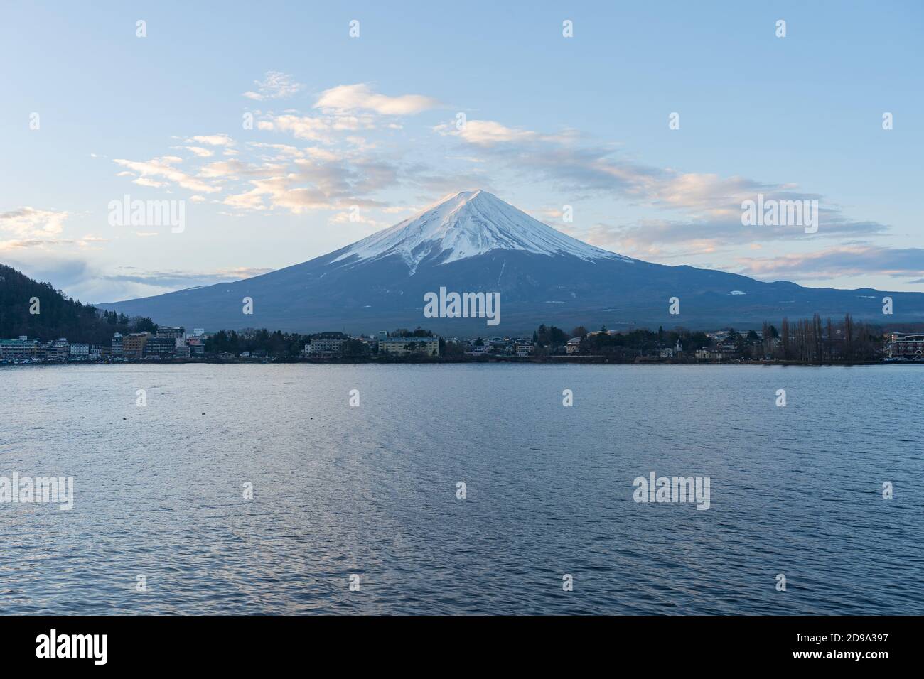 Kawagushiko lake with Fujisan mountain in Japan. Stock Photo