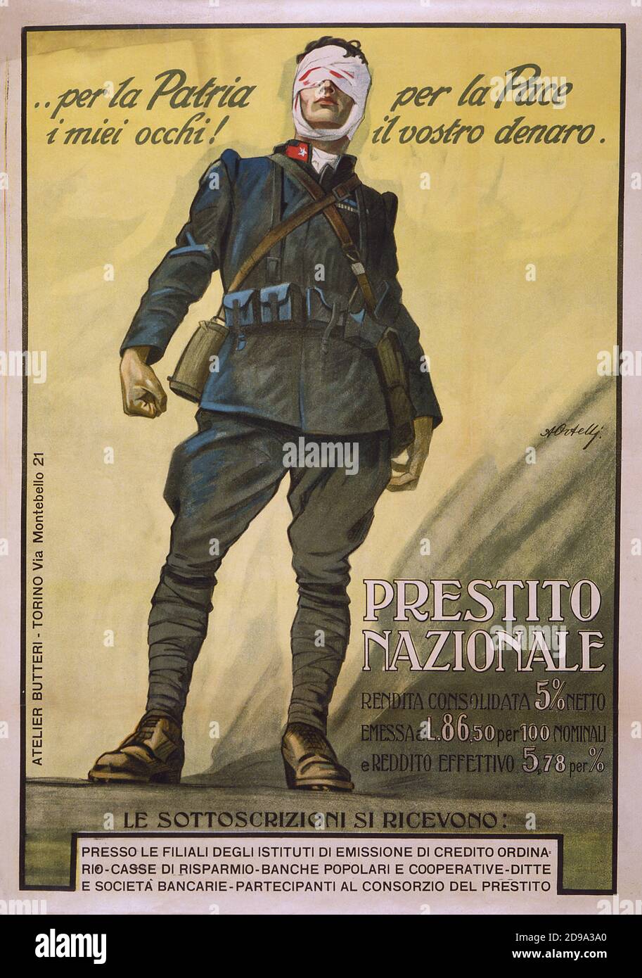Tricolore MP030 Bandiera WW1 WWI Propaganda Prestito Nazionale Borgoni 
