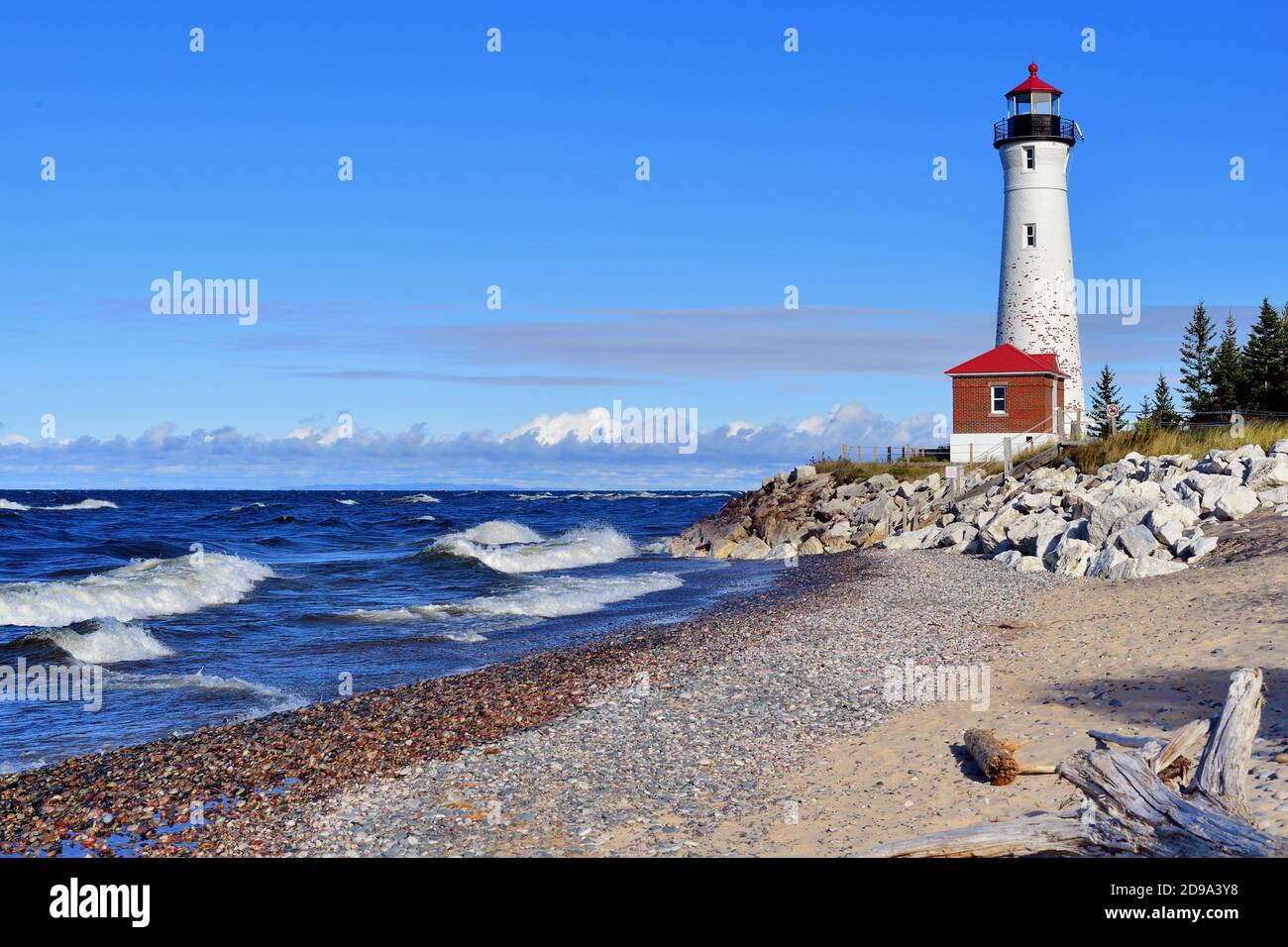 Paradise, Michigan, USA. The Crisp Point Light was one of five U.S. Life-Saving Service Stations along the rugged and remote coast of Lake Superior. Stock Photo