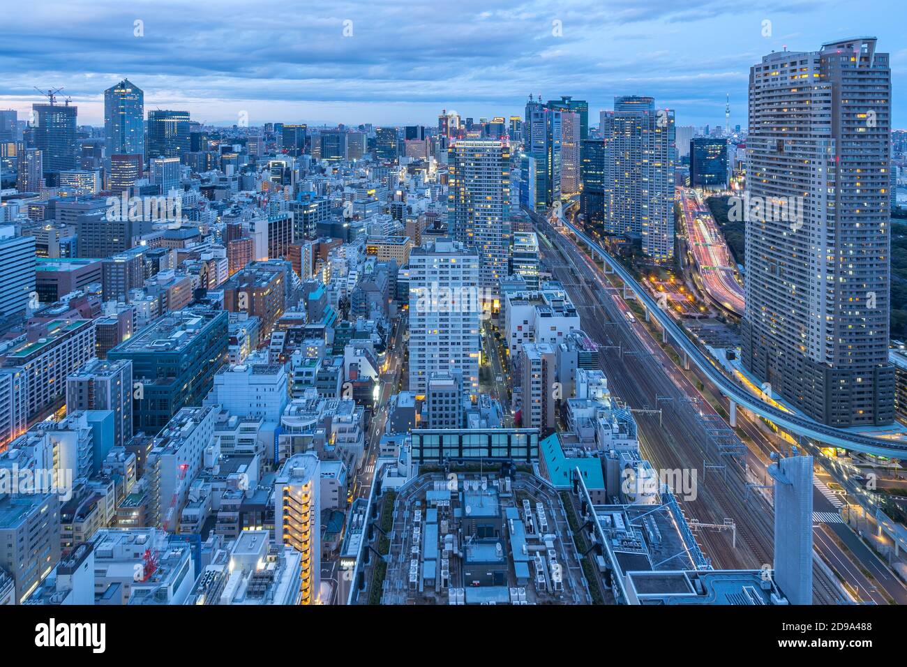 Tokyo cityscape skyline in Tokyo, Japan at night. Stock Photo