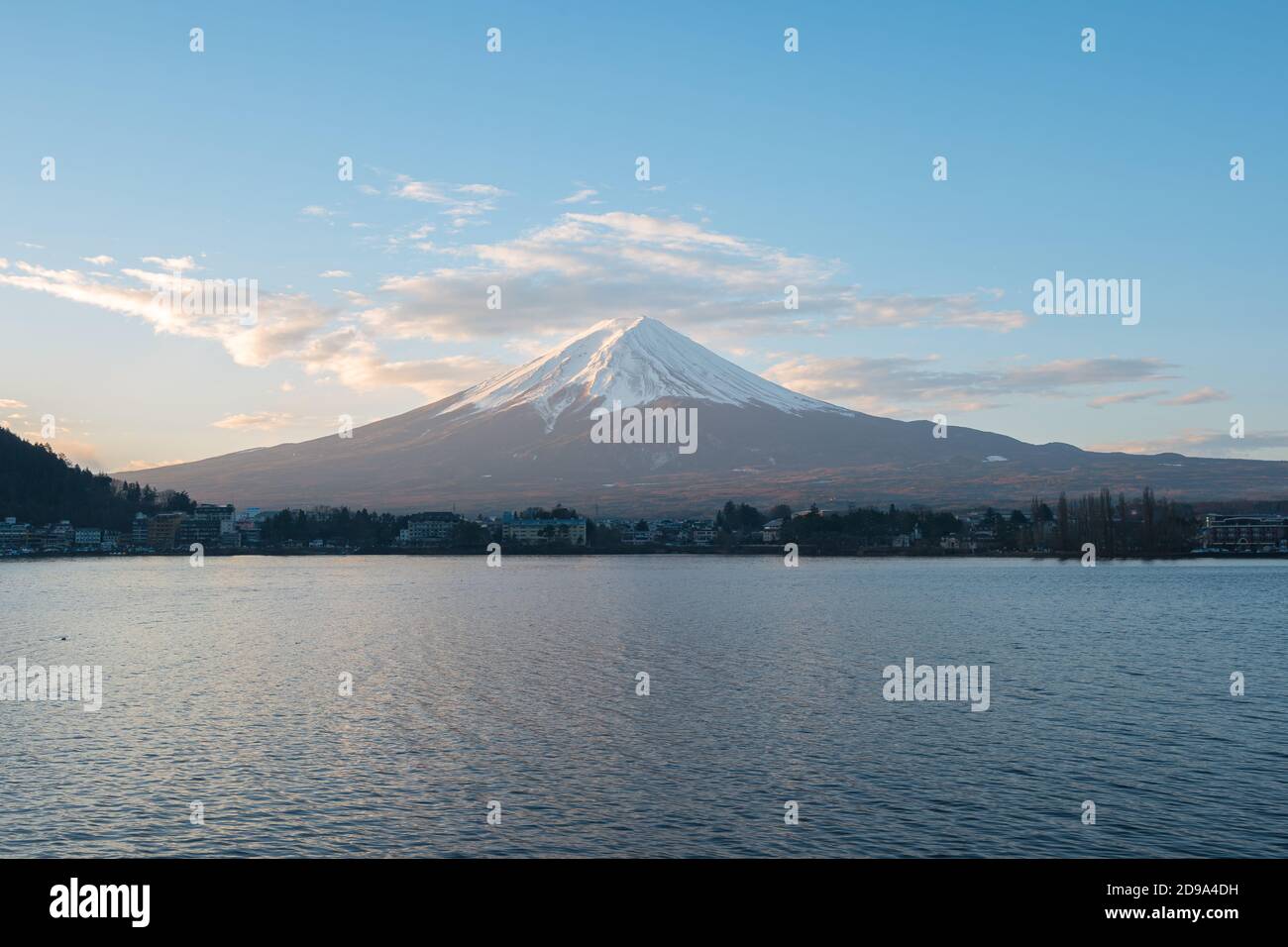 Kawagushiko lake with Fujisan mountain in Japan. Stock Photo