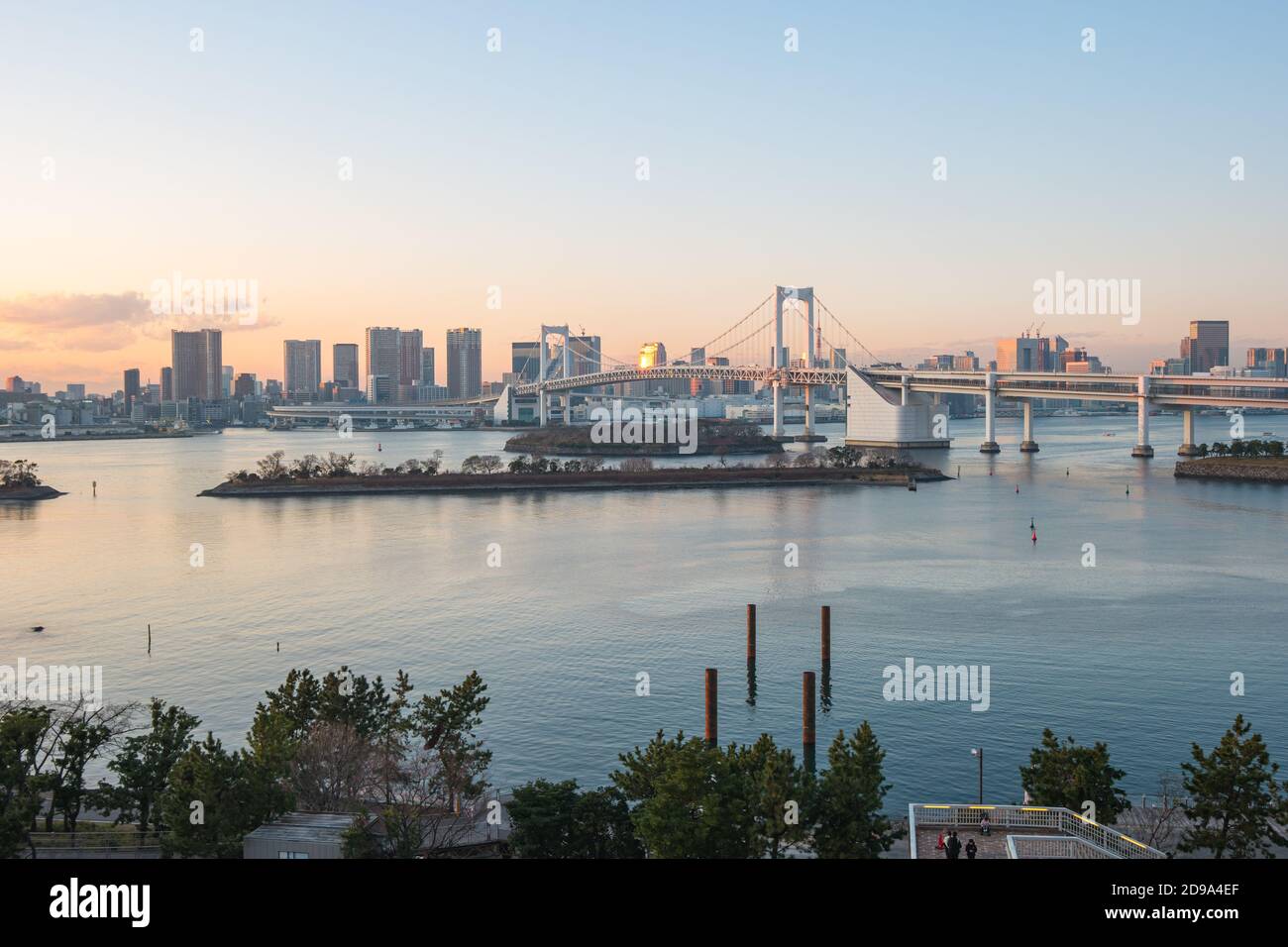 View of Tokyo Bay at sunset in Tokyo city, Japan. Stock Photo
