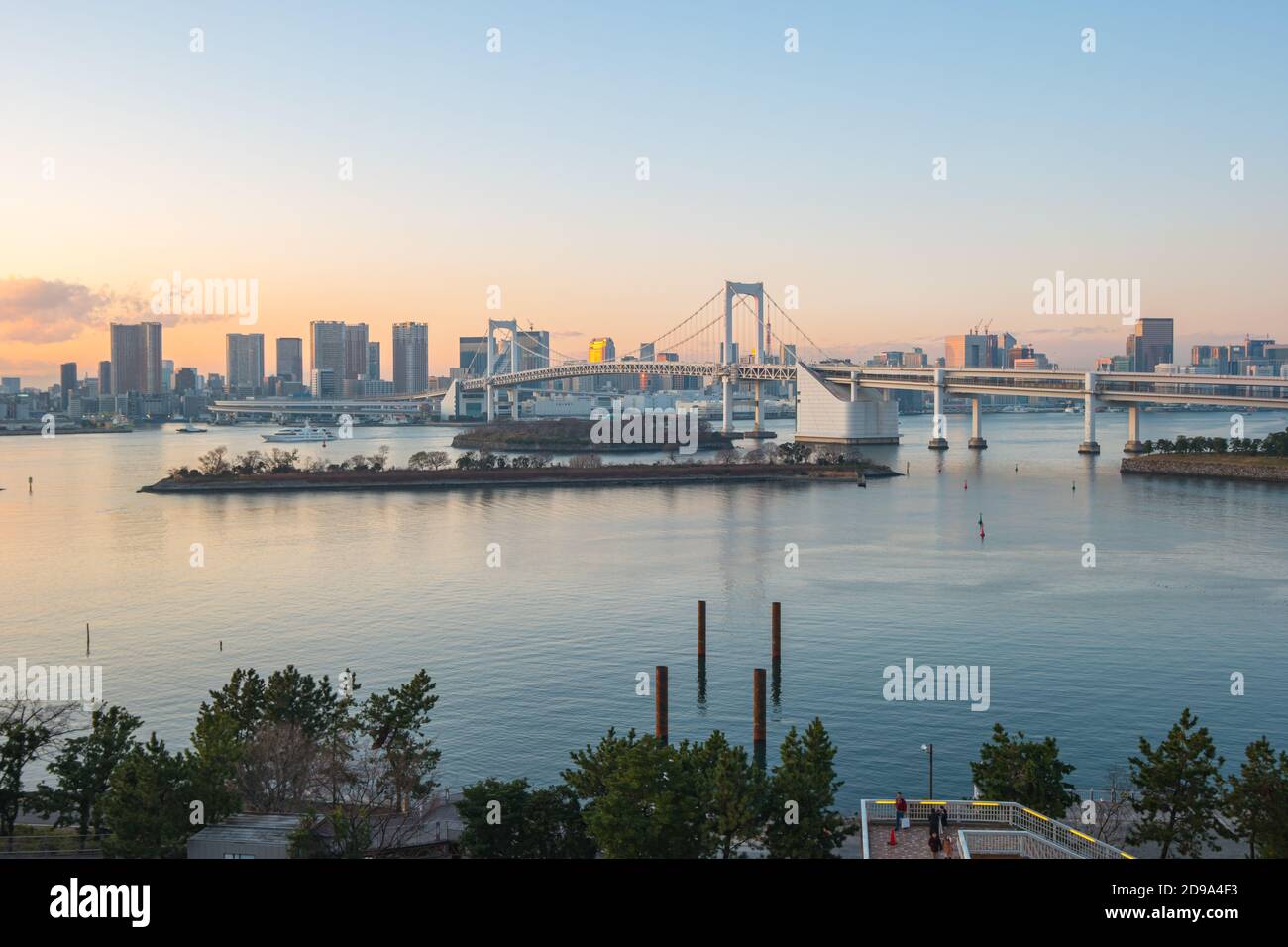 Sunset view of Odaiba in Tokyo city, Japan. Stock Photo