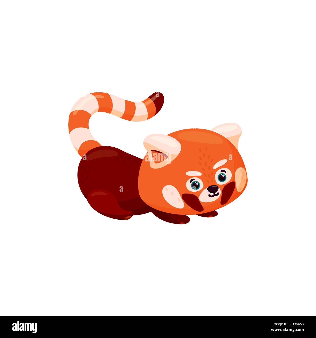 Red Panda Lying On The Ground Curious Baby Red Panda Isolated In White Background Vector Illustration In Cartoon Style Stock Vector Image Art Alamy