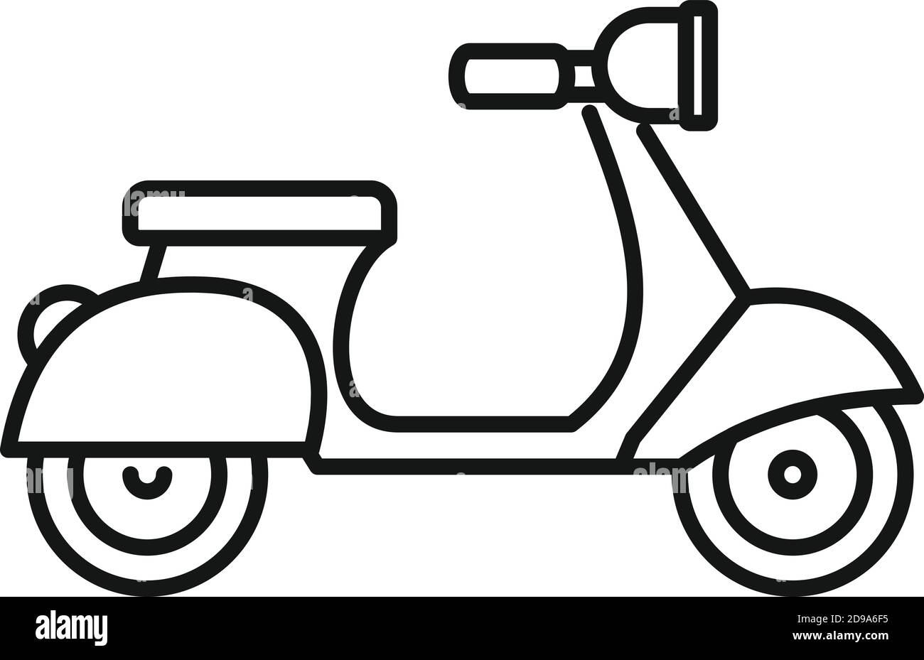 French retro scooter icon, outline style Stock Vector