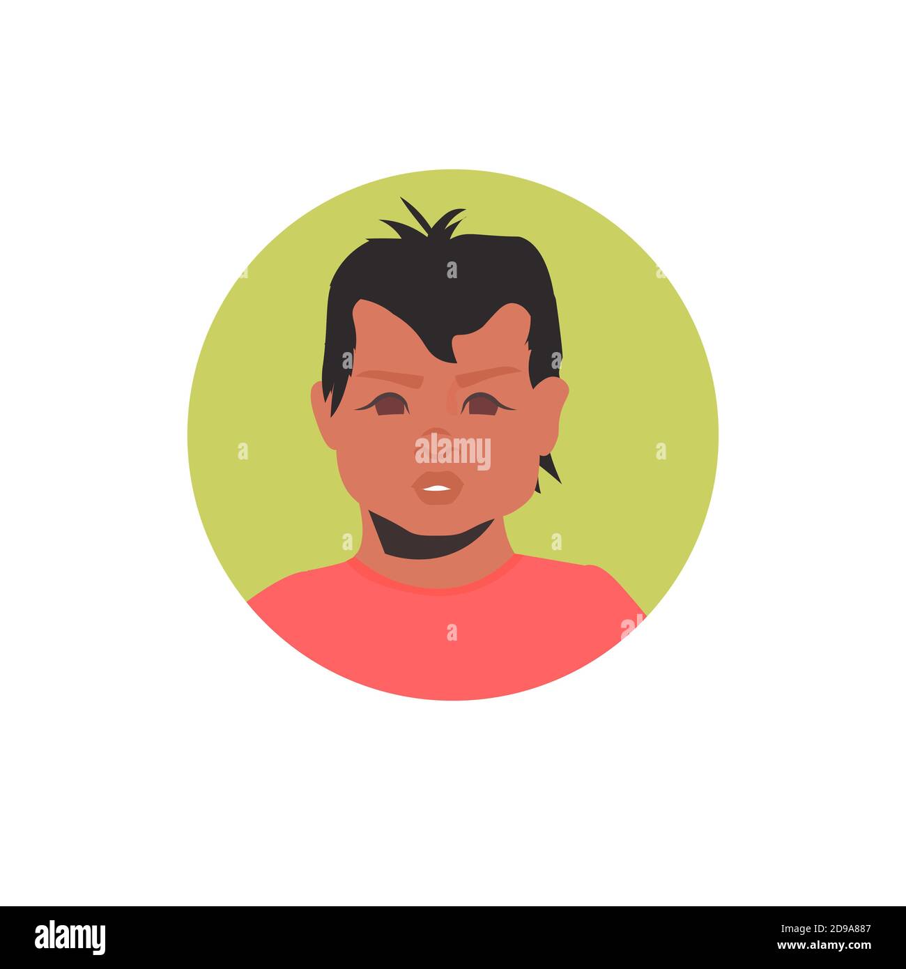 African American Boy Face Avatar Little Child Male Cartoon Character
